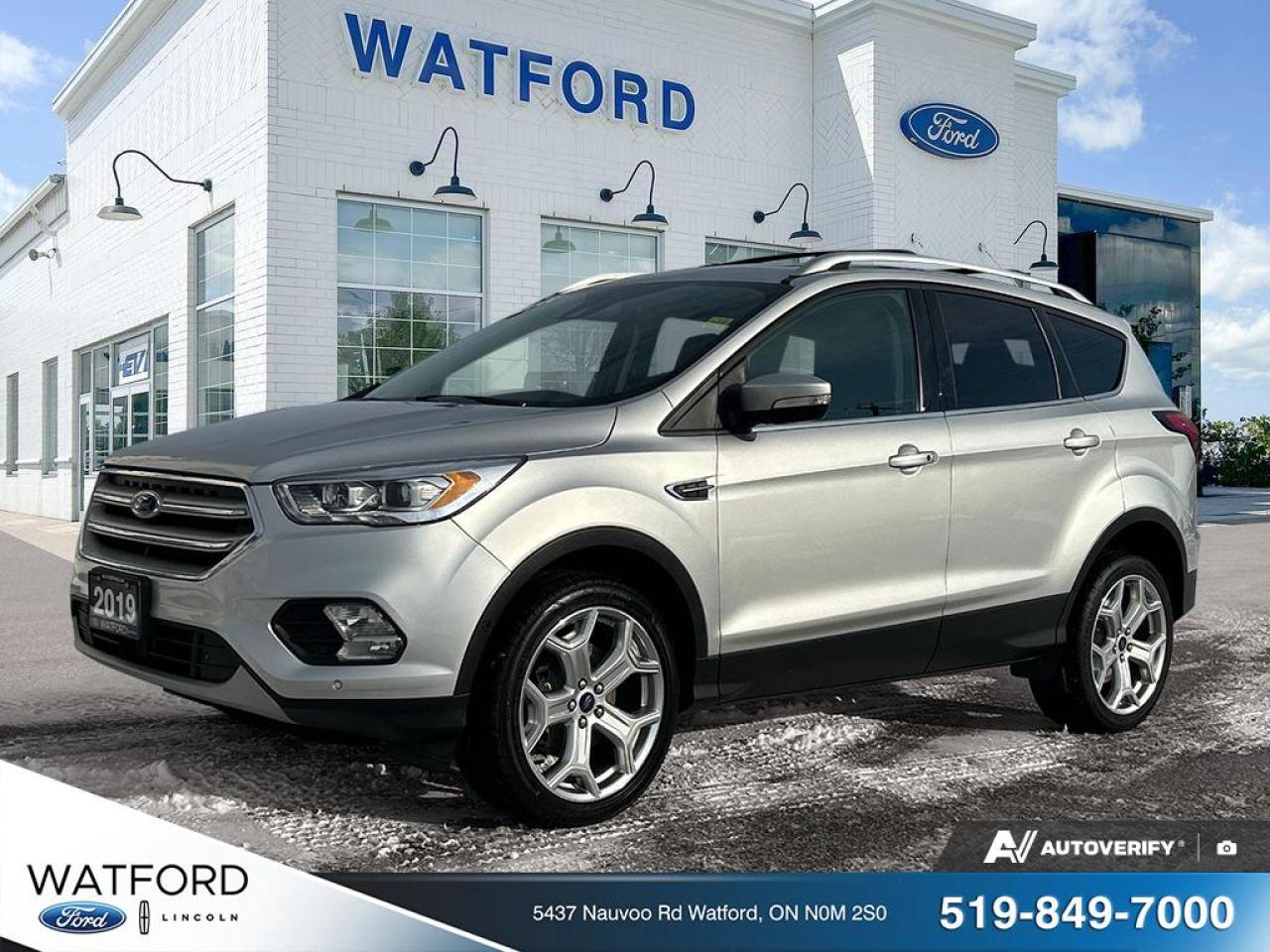 ### **2019 Ford Escape Titanium AWD | Accident Free | 99,361 KM | New Front Brakes | Fully Loaded SUV**

For sale is a **2019 Ford Escape Titanium AWD**, finished in a premium trim and offering **all-wheel drive confidence**, comfort, and advanced features. This **accident-free Ontario vehicle** has **99,361 km** and comes with **brand new front brake pads and rotors**, providing excellent value and peace of mind.

---

### **Vehicle Information**

* **Year:** 2019
* **Make:** Ford
* **Model:** Escape Titanium
* **Drivetrain:** AWD (All-Wheel Drive)
* **Engine:** 2.0L EcoBoost 4-Cylinder
* **Transmission:** Automatic
* **Mileage:** 99,361 km
* **Fuel Type:** Gasoline
* **Accident History:** Accident Free

---

### **Key Features**

* All-Wheel Drive (AWD)
* Backup Camera
* Bluetooth Hands-Free Calling
* Navigation System
* Panoramic Sunroof
* Leather Interior
* Heated Front Seats
* Power Driver Seat
* Remote Start
* Blind Spot Monitoring
* Lane Keep Assist
* Adaptive Cruise Control
* Power Liftgate
* Alloy Wheels
* **New Front Brake Pads & Rotors**

---

### **Condition**

This **2019 Ford Escape Titanium AWD** drives excellent and is in very good condition for its year and mileage. Clean interior, smooth ride, and well maintained. The **new front brake pads and rotors** reduce immediate maintenance costs and add value.

---

### **Ontario Required Disclosure**

* **Price does not include HST or licensing**
* **Vehicle is being sold AS-IS**, unfit, not e-tested and not certified
* **Certification is available at an additional cost**
* **Used Vehicle Information Package (UVIP) available upon request**

---

### **Why Buy This Escape?**

* Accident-free Ontario SUV
* AWD confidence for all seasons
* Fully loaded **Titanium trim**
* Strong performance with EcoBoost engine
* Ideal **family SUV or daily commuter**

 **Available for viewing by appointment**
 **Contact now   well-equipped AWD SUVs sell fast on AutoTrader Ontario**


REASONS TO BUY FROM WATFORD FORD
* Brake pads for life.
Receive free brake pads for life of your vehicle when you do all your regular service at 
Watford Ford.

 First oil change covered.
Return to Watford Ford for your complimentary first oil change with your New or Used 
vehicle.
* 1 year road hazard tire protection.
Nails, screws, glass, potholes&no worries. $250 coverage per tire for any road hazards.
* Secure-gard theft protection.
Four thousand dollars ($4,000) or fifty percent (50%) of Actual Cash Value of the Vehicle on the 
Date of Loss, whichever is less, in the event that your Vehicle is stolen and not recovered and 
deemed to be a total loss
