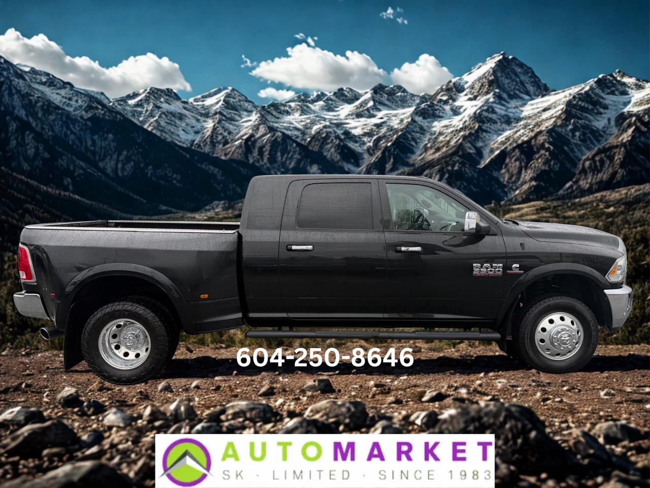 CALL OR TEXT KARL @ 6-0-4-2-5-0-8-6-4-6 FOR INFO & TO CONFIRM WHICH LOCATION.<br /><br />BEAUTIFUL RAM MEGA CAB LARAMIE LOADED UP WITH ALL THE OPTIONS. NAVIAGATION, BLUETOOTH, BACK UP CAMERA, HEATED AND COOLED SEATS, HEATED STEERING WHEEL SNF THE LIST GOES ONE! FULLY INSPECTED AND READY TO GO. IT NEEDS NOTHING! THE FRONT BRAKES ARE NEARLY NEW AT 95% AND THERE IS LOTS OF LIFE LEFT ON THE REAR BRKAES TOO. THE TIRES ARE ALL AT 80% SO YOU HAVE NOTHING TO WORRY ABOUT. HOOK UP TRAILER UP AND HIT THE HIGHWAY!&nbsp;<br /><br />2 LOCATIONS TO SERVE YOU, BE SURE TO CALL FIRST TO CONFIRM WHERE THE VEHICLE IS.<br /><br />We are a family owned and operated business for 40 years. Since 1983 we have been committed to offering outstanding vehicles backed by exceptional customer service, now and in the future. Whatever your specific needs may be, we will custom tailor your purchase exactly how you want or need it to be. All you have to do is give us a call and we will happily walk you through all the steps with no stress and no pressure.<br /><br />&nbsp; &nbsp; &nbsp; &nbsp; &nbsp; &nbsp; &nbsp; &nbsp; &nbsp; &nbsp; &nbsp; &nbsp; &nbsp; &nbsp; &nbsp; &nbsp; &nbsp; &nbsp; &nbsp; &nbsp; &nbsp; &nbsp; WE ARE THE HOUSE OF YES!<br /><br />ADDITIONAL BENEFITS WHEN BUYING FROM SK AUTOMARKET:<br /><br />-ON SITE FINANCING THROUGH OUR 17 AFFILIATED BANKS AND VEHICLE&nbsp; &nbsp; &nbsp; &nbsp; &nbsp; &nbsp; &nbsp; &nbsp; &nbsp; &nbsp; &nbsp; &nbsp; &nbsp; &nbsp; &nbsp; &nbsp; &nbsp; &nbsp; &nbsp; &nbsp; &nbsp; &nbsp; &nbsp; &nbsp; &nbsp; &nbsp;FINANCE COMPANIES.<br />-IN HOUSE LEASE TO OWN PROGRAM.<br />-EVERY VEHICLE HAS UNDERGONE A 120 POINT COMPREHENSIVE INSPECTION.<br />-EVERY PURCHASE INCLUDES A FREE POWERTRAIN WARRANTY.<br />-EVERY VEHICLE INCLUDES A CARFAX AND ICBC DAMAGE REPORT.<br />-EVERY VEHICLE IS GUARANTEED LIEN FREE.<br />-DISCOUNTED RATES ON PARTS AND SERVICE FOR YOUR NEW CAR AND ANY OTHER&nbsp; &nbsp;FAMILY CARS THAT NEED WORK NOW AND IN THE FUTURE.<br />-40 YEARS IN THE VEHICLE SALES INDUSTRY.<br />-A+++ MEMBER OF THE BETTER BUSINESS BUREAU.<br />-RATED&nbsp;TOP DEALER BY CARGURUS 8 YEARS IN A ROW<br />-MEMBER&nbsp;IN GOOD STANDING WITH THE VEHICLE SALES AUTHORITY OF BRITISH&nbsp; &nbsp;COLUMBIA.<br />-MEMBER OF THE AUTOMOTIVE RETAILERS ASSOCIATION.<br />-COMMITTED CONTRIBUTOR TO OUR LOCAL COMMUNITY AND THE RESIDENTS OF BC. This vehicle has been Fully Inspected, Certified and Qualifies for Our Free Extended Warranty.Don't forget to ask about our Great Finance and Lease Rates. We also have a Options for Buy Here Pay Here and Lease to Own for Good Customers in Bad Situations. 2 locations to help you, White Rock and Langley. Be sure to call before you come to confirm the vehicles location and availability or look us up at www.automarketsales.com. White Rock 604-542-4970 and Langley 604-533-1310. Serving Surrey, Delta, Langley, Richmond, Vancouver, all of BC and western Canada. Financing & leasing available. CALL SK AUTOMARKET LTD. 6045424970. Call us toll-free at 1 877 813-6807. $999 Documentation fee (negotiable) and applicable taxes are in addition to advertised prices. LANGLEY LOCATION DEALER# 40038 S. SURREY LOCATION DEALER #9987