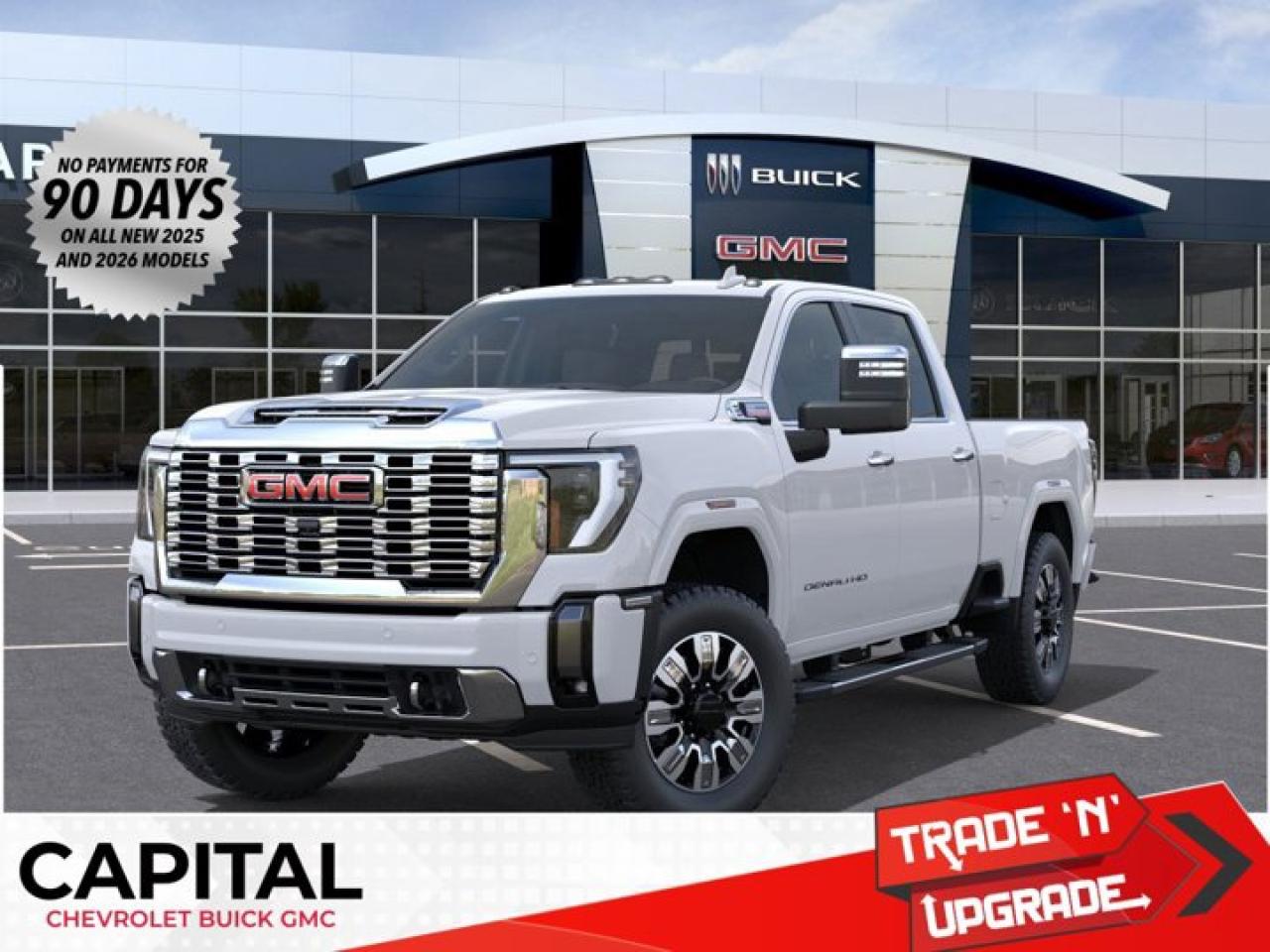 This GMC Sierra 3500HD delivers a Turbocharged Diesel V8 6.6L/ engine powering this Automatic transmission. TRANSMISSION, 10-SPEED AUTOMATIC, TECHNOLOGY PACKAGE includes (DRZ) Rear Camera Mirror and (UV6) Multicolour 15 Diagonal Head-Up Display, SUNROOF, POWER.*This GMC Sierra 3500HD Comes Equipped with These Options *LPO, HITCH PACKAGE Gooseneck ball and chain tiedown kit with case, (dealer-installed), HEAVY DUTY FRONT SPRING/CAMPER PACKAGE Note: If ordered for Camper usage, recommend ordering (UY2) Trailering wiring provisions, GOOSENECK / 5TH WHEEL PREP PACKAGE -- Hitch platform to accept Gooseneck or 5th Wheel hitch. Includes hitch platform with tray to accept ball, stamped bed holes with removable caps installed and bed mounted 7-pin trailer harness (similar to UY2 harness). , LPO, BODY COLOUR WHEEL ARCH MOULDINGS (dealer-installed), LPO, ALL-WEATHER FLOOR LINER, 1ST AND 2ND ROWS (dealer-installed), HIGH IDLE SWITCH, GVWR, 12,100 LBS. (5488 KG) WITH SINGLE REAR WHEELS, ENGINE, DURAMAX 6.6L TURBO-DIESEL V8, B20-DIESEL COMPATIBLE (470 hp [350.5 kW] @ 2800 rpm, 975 lb-ft of torque [1322 Nm] @ 1600 rpm) (Includes (K05) engine block heater.), DENALI PREFERRED EQUIPMENT GROUP includes standard equipment, 3 YEARS SIRIUSXM.* Visit Us Today *Come in for a quick visit at Capital Chevrolet Buick GMC Inc., 13103 Lake Fraser Drive SE, Calgary, AB T2J 3H5 to claim your GMC Sierra 3500HD!