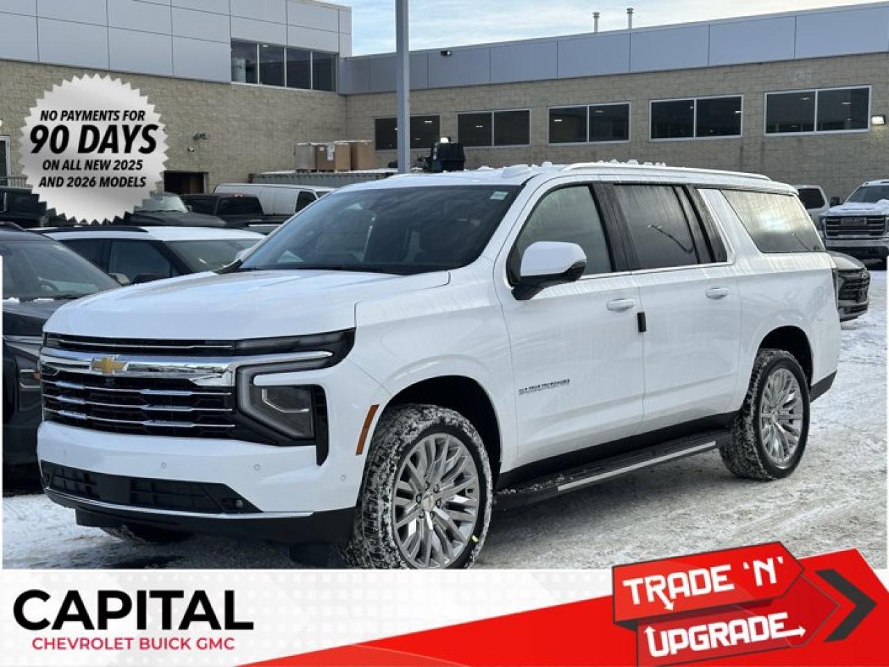 This Chevrolet Suburban delivers a Gas V8 5.3L/ engine powering this Automatic transmission. TRANSMISSION, 10-SPEED AUTOMATIC electronically controlled with overdrive, includes Traction Select System including tow/haul (STD), SUMMIT WHITE, SEATS, SECOND ROW BUCKET, POWER RELEASE.*This Chevrolet Suburban Comes Equipped with These Options *LPO, ALL-WEATHER LINER PROTECTION PACKAGE includes (RIA) 1st and 2nd row all-weather floor liners, LPO, (RIB) 3rd row all-weather floor liner, LPO and (CAV) all-weather cargo mat, LPO (dealer-installed), COMFORT PACKAGE includes (A45) memory settings, (UQS) Bose 10-speaker Surround with CenterPoint, (DXR) outside heated power-adjustable, power-folding, body-colour mirrors with driver-side auto-dimming and integrated turn signal indicators, (KI3) heated steering wheel, (KA6) second row outboard heated seats, (ATT) second row power 60/40 split-folding bench seats, (AS8) third row power 60/40 split-folding bench seats, (TGE) LED animated headlamps and (TAU) LED animated tail lamps (Also includes (WPL) Luxury Package content. , LT PREFERRED EQUIPMENT GROUP includes standard equipment, LPO, WHEEL LOCKS, SET OF 4 (dealer-installed), LPO, ALL-WEATHER FLOOR LINERS, 3RD ROW (dealer-installed), LPO, ALL-WEATHER FLOOR LINERS, 1ST AND 2ND ROWS (dealer-installed), LPO, ALL-WEATHER CARGO MAT (dealer-installed), ENGINE, 5.3L ECOTEC3 V8 with Dynamic Fuel Management, Direct Injection and Variable Valve Timing, includes aluminum block construction (355 hp [265 kW] @ 5600 rpm, 383 lb-ft of torque [518 Nm] @ 4100 rpm) (STD), ENGINE BLOCK HEATER, 3 YEARS SIRIUSXM.* Visit Us Today *Stop by Capital Chevrolet Buick GMC Inc. located at 13103 Lake Fraser Drive SE, Calgary, AB T2J 3H5 for a quick visit and a great vehicle!