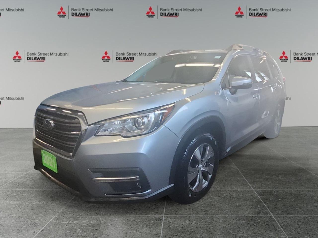Balance of 5 year/100,000kms BASIC warranty and 10 year/160,000kms Factory Powertrain Warranty on ALL MITSUBISHI products! Best in the industry!!!! The 2021 Subaru Ascent Touring 8-Passenger in sleek Silver with AWD offers remarkable handling and performance for any driving adventure. As an SUV designed for versatility and comfort, this vehicle is perfect for family trips and outdoor explorations. Externally, the Ascent Touring boasts elegant alloy wheels that complement its stylish design, while the large sunroof invites natural light into the spacious interior. Inside, the vehicle provides an inviting and comfortable cabin environment with power seats and a leather steering wheel, enhancing your driving experience with luxury. Heated front seats and a range of seating configurations ensure that up to eight passengers can travel in comfort without compromising on cargo space. Technologically advanced, this Subaru comes equipped with a suite of features that ensure a safe and connected drive. The backup camera and lane assist contribute to safer maneuvering, while the adaptive cruise control ensures a comfortable journey during long drives. The smart device integration and satellite radio keep everyone entertained, and the keyless entry offers convenience at your fingertips. Ideal for families and outdoor enthusiasts who seek a reliable and high-performing SUV, the Subaru Ascent Touring accommodates all your travel needs without sacrificing style and safety. Contact our dealership today to learn more about this exceptional vehicle and make it your own.