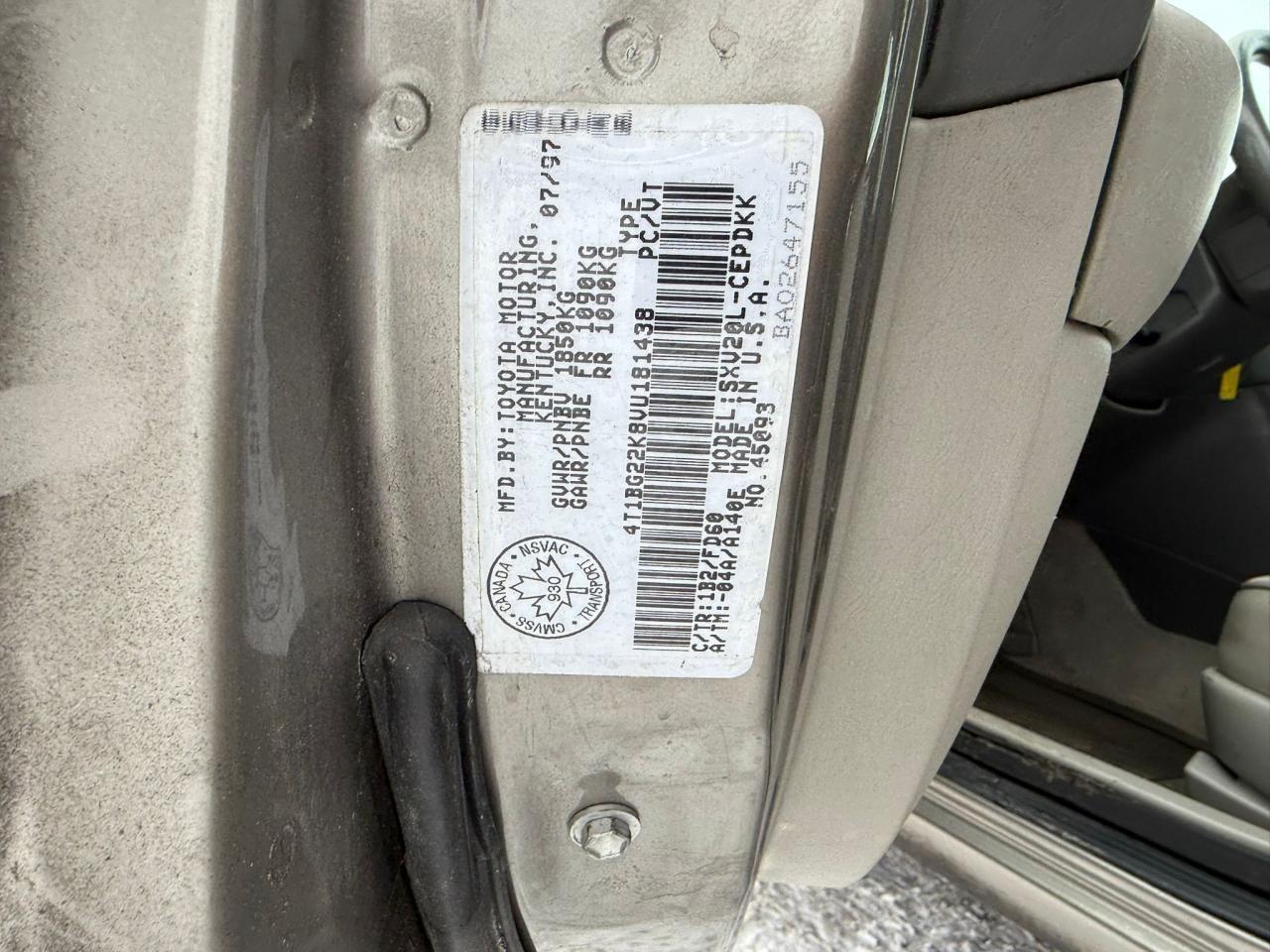 1997 Toyota Camry CE, AUTO, SEDAN, OILED, ONLY 121KMS, CERTIFIED - Photo #16