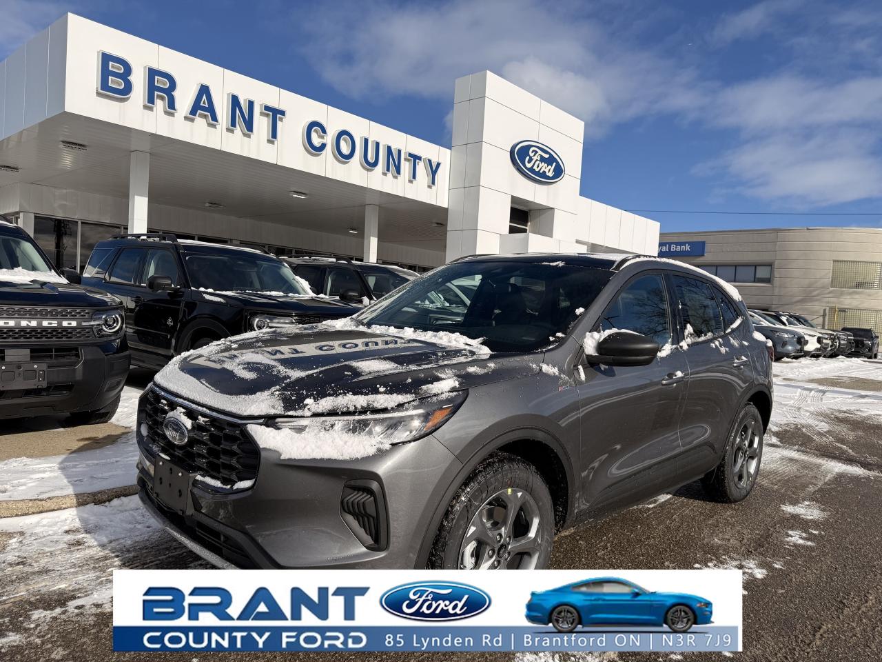 Turn heads in this 2026 Ford Escape ST-Line AWD, featuring the responsive 1.5L EcoBoost engine, sport-inspired ST-Line styling, and the highly desirable Panoramic Vista Roof. This Escape blends bold design, impressive efficiency, and advanced technologymaking it one of the top choices for compact SUV shoppers in Ontario.  With standard All-Wheel Drive, this ST-Line is ready for Canadian winters, weekend adventures, and daily commuting with confidence.   Key Features Performance & Capability  1.5L EcoBoost Turbocharged Engine  8-Speed Automatic Transmission  Intelligent AWD System  Sport-tuned steering for enhanced driving feel  Strong acceleration for highway merging  Excellent fuel efficiency for an AWD SUV  Exterior Highlights  ST-Line Sport Appearance Package  Gloss-black grille, lower fascias & mirror caps  LED Signature Lighting  Panoramic Vista Roof  Sport rear spoiler  18" ST-Line alloy wheels   Sleek, athletic body lines with aggressive stance  Interior Comfort & ST-Line Details  Heated Front Seats  Heated ST-Line Sport Steering Wheel  Sport Cloth/Vinyl Seats with Red Contrast Stitching  Dual-Zone Electronic Climate Control  Ambient Interior Lighting  Spacious rear seating + versatile cargo area  Technology & Connectivity  13.2" SYNC 4 Touchscreen   Wireless Apple CarPlay & Android Auto  Wireless Charging Pad  FordPass Connect   12.3" Digital Instrument Cluster  Advanced voice recognition + OTA updates  Integrated digital climate controls  Safety & Driver Assistance  Ford Co-Pilot360 Standard Features:  Pre-Collision Assist with Automatic Emergency Braking  Blind Spot Monitoring with Cross-Traffic Alert  Lane-Keeping System  Rear View Camera  Available advanced features   Adaptive Cruise Control  Reverse Brake Assist  Intersection Assist  ?? Everyday Versatility  AWD confidence for Ontario winters  Flat-folding rear seats for expanded cargo room  Large, accessible rear hatch opening  Quiet, comfortable daily driving  Perfect for commuting, family use, and weekend travel  ?? Why Buy This 2026 Escape ST-Line AWD with Panoramic Roof?  This configuration gives you sporty styling, all-weather capability, premium interior features, and beautiful panoramic glass roof lighting up the cabin. Its the ideal mix of value, performance, and design.  Perfect for:  Commuters  Small families  Young professionals  Drivers wanting a sporty, modern SUV  Anyone who wants AWD + premium features without premium pricing    2026 Ford Escape ST-Line, Escape 1.5L EcoBoost AWD, Panoramic Roof SUV Canada, Sporty Compact SUV Ontario, 2026 Escape for Sale, Ford Escape Review 2026, AWD Fuel Efficient SUV, Ford Dealer Ontario