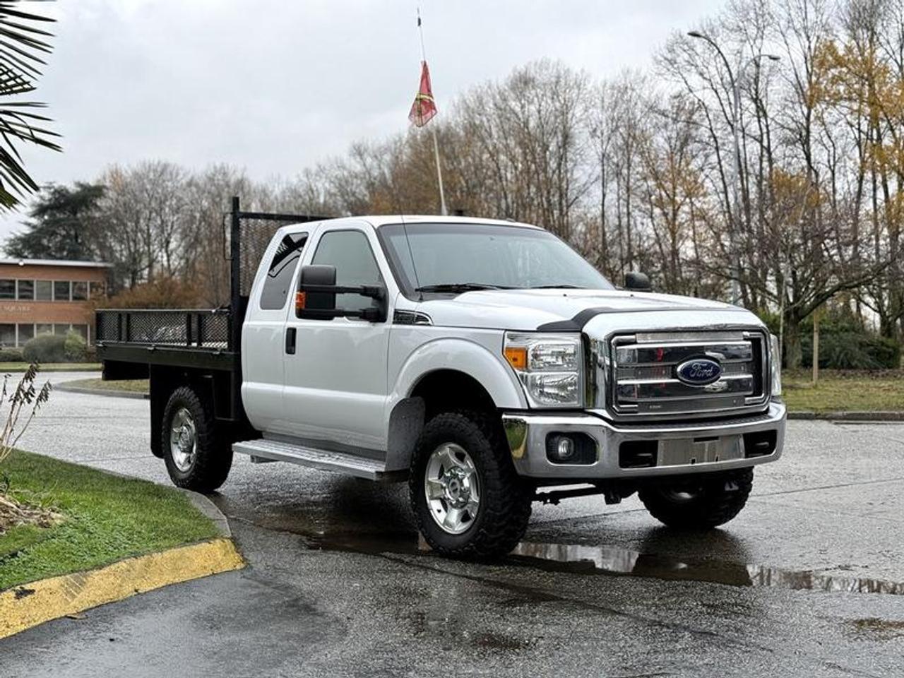 This 2016 Ford F-350 XLT SuperCab 4x4 flat deck truck is equipped with a 6.2L 8-cylinder engine, automatic transmission and four-wheel drive, and features a white exterior with a grey cloth interior. It includes a 9-foot flat deck measuring approximately 6 feet 8 inches wide, 4x4 gear selector, work switches, tow package, trailer brake, 12V input, cruise control, air conditioning and heat, and an AM/FM radio with CD player, along with power windows, power door locks and power mirrors. The truck measures about 20 feet 10 inches long, 7 feet 2 inches wide and 7 feet 3 inches high, with a GVWR of 5,035 kg (11,100 lb). This item is currently OFFSITE. You must register an appointment with our office to schedule an offsite viewing. Appointments must be made a minimum of one business day in advance (and as defined by the days that Repo.com is open for business) before your appointment can be scheduled and confirmed. We may, at our own discretion, instead opt to transport smaller items to Repo.coms main yard for viewing purposes.  $33,820.00 plus $375 processing fee, $34,195.00 total payment obligation before taxes.   Listing report, warranty, contract commitment cancellation fee, financing available on approved credit (some limitations and exceptions may apply). All above specifications and information is considered to be accurate but is not guaranteed and no opinion or advice is given as to whether this item should be purchased. We do not allow test drives due to theft, fraud, acts of vandalism and undetectable impaired driving. Instead we provide the following benefits: Complimentary Warranty (with options to extend), Limited Money Back Satisfaction Guarantee on Fully Completed Contracts, Contract Commitment Cancellation, and an Open-Ended Sell-Back Option. Ask seller for details or call 604-522-REPO(7376) to confirm listing availability.