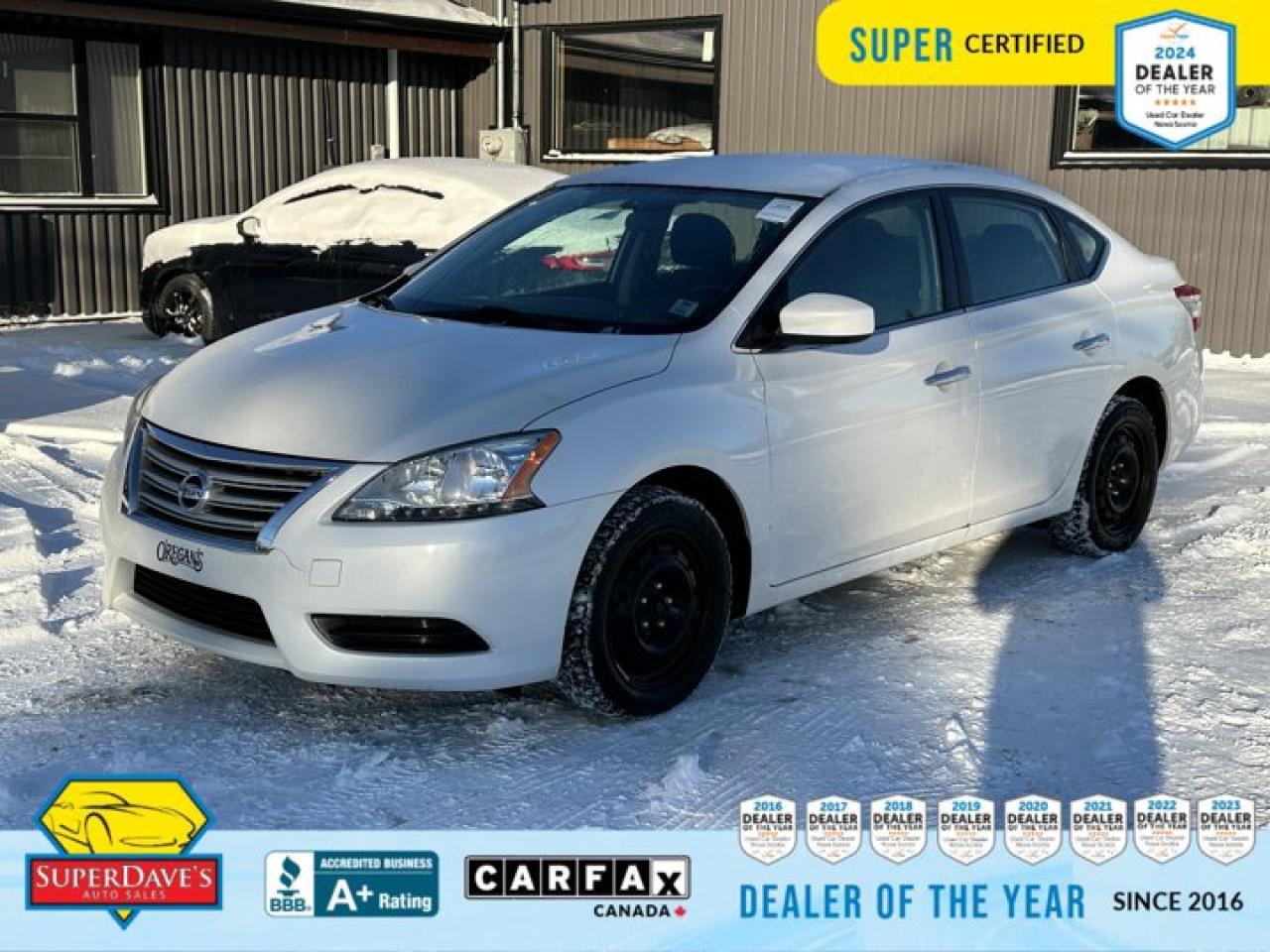 Fixed Rear Window w/Defroster, Wireless Phone Connectivity, Wheels: 16 5-Spoke Aluminum Alloy, Variable Intermittent Wipers, Trunk Rear Cargo Access, Transmission: Continuously Variable Xtronic, Torsion Beam Rear Suspension w/Coil Springs, Tires: P205/55HR16 AS, Steel Spare Wheel, Smart Device Integration. This Nissan Sentra has a powerful Regular Unleaded I-4 1.8 L/110 engine powering this Automatic transmission. 
 
These Packages Will Make Your Nissan Sentra SV The Envy of Your Friends 
 Single Stainless Steel Exhaust, Side Impact Beams, Selective Service Internet Access, Seats w/Cloth Back Material, Remote Releases -Inc: Power Cargo Access and Mechanical Fuel, Remote Keyless Entry w/Integrated Key Transmitter, Illuminated Entry, Illuminated Ignition Switch and Panic Button, RearView Monitor Back-Up Camera, Rear Child Safety Locks, Radio: AM/FM/CD Audio System w/6 Speakers -inc: USB connection port for iPod interface and other compatible devices, illuminated steering-wheel audio controls, Bluetooth hands-free phone system, 5 colour display, NissanConnect w/mobile apps, streaming audio via bluetooth, hands-free text messaging assistant and SiriusXM satellite radio, Radio w/Seek-Scan, MP3 Player, Clock, Speed Compensated Volume Control, Aux Audio Input Jack and Radio Data System, Proximity Key For Doors And Push Button Start, Premium Cloth Seat Trim, Power Rear Windows, Power 1st Row Windows w/Driver 1-Touch Up/Down, Perimeter Alarm, Outboard Front Lap And Shoulder Safety Belts -inc: Rear Centre 3 Point, Height Adjusters and Pretensioners, Metal-Look Grille w/Chrome Surround, Manual Air Conditioning, Manual Adjustable Front Head Restraints and Fixed Rear Head Restraints, Low Tire Pressure Warning. 


THE SUPER DAVES ADVANTAGE
 
BUY REMOTE - No need to visit the dealership. Through email, text, or a phone call, you can complete the purchase of your next vehicle all without leaving your house!
 
DELIVERED TO YOUR DOOR - Your new car, delivered straight to your door! When buying your car with Super Daves, well arrange a fast and secure delivery. Just pick a time that works for you and well bring you your new wheels!
 
PEACE OF MIND WARRANTY - Every vehicle we sell comes backed with a warranty so you can drive with confidence.
 
EXTENDED COVERAGE - Get added protection on your new car and drive confidently with our selection of competitively priced extended warranties.
 
WE ACCEPT TRADES - We&rsquo;ll accept your trade for top dollar! We&rsquo;ll assess your trade in with a few quick questions and offer a guaranteed value for your ride. We&rsquo;ll even come pick up your trade when we deliver your new car.
 
SUPER CERTIFIED INSPECTION - Every vehicle undergoes an extensive 120 point inspection, that ensure you get a safe, high quality used vehicle every time.
 
FREE CARFAX VEHICLE HISTORY REPORT - If youre buying used, its important to know your cars history. Thats why we provide a free vehicle history report that lists any accidents, prior defects, and other important information that may be useful to you in your decision.
 
METICULOUSLY DETAILED &ndash; Buying used doesn&rsquo;t mean buying grubby. We want your car to shine and sparkle when it arrives to you. Our professional team of detailers will have your new-to-you ride looking new car fresh.
 
(Please note that we make all attempt to verify equipment, trim levels, options, accessories, kilometers and price listed in our ads however we make no guarantees regarding the accuracy of these ads online. Features are populated by VIN decoder from manufacturers original specifications. Some equipment such as wheels and wheels sizes, along with other equipment or features may have changed or may not be present. We do not guarantee a vehicle manual, manuals can be typically found online in the rare event the vehicle does not have one. Please verify all listed information with our dealership in person before purchase. The sale price does not include any ongoing subscription based services such as Satellite Radio. Any software or hardware updates needed to run any of these systems would also be the responsibility of the client. All listed payments are OAC which means On Approved Credit and are estimated without taxes and fees as these may vary from deal to deal, taxes and fees are extra. As these payments are based off our lenders best offering they may be subject to change without notice. Please ensure this vehicle is ready to be viewed at the dealership by making an appointment with our sales staff. We cannot guarantee this vehicle will be on premises and ready for viewing unless and appointment has been made.)