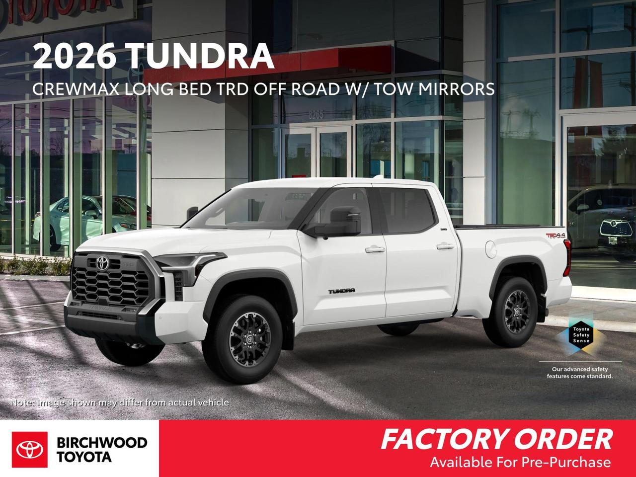 Experience is Everything at Birchwood Toyota! Our mission is to provide the most transparent and efficient sales process for our customers. We strive to provide the best service possible, whether you visit us in person, shop our website, or take advantage of our buy from home program.

Find out what FACTORY INCENTIVES or BIRCHWOOD PROMOTIONS may apply to the vehicle youre interested in driving. Call now! 204-889-3700. 

This vehicle qualifies for Birchwood Toyota Shield, which includes:

Guardian Protection:
- Cosmetic Wheel Protection
- Paintless Dent Repair
- Key/Remote Replacement


Vehicle may not be exactly as shown.

Dealer Permit #0025
Dealer permit #0025