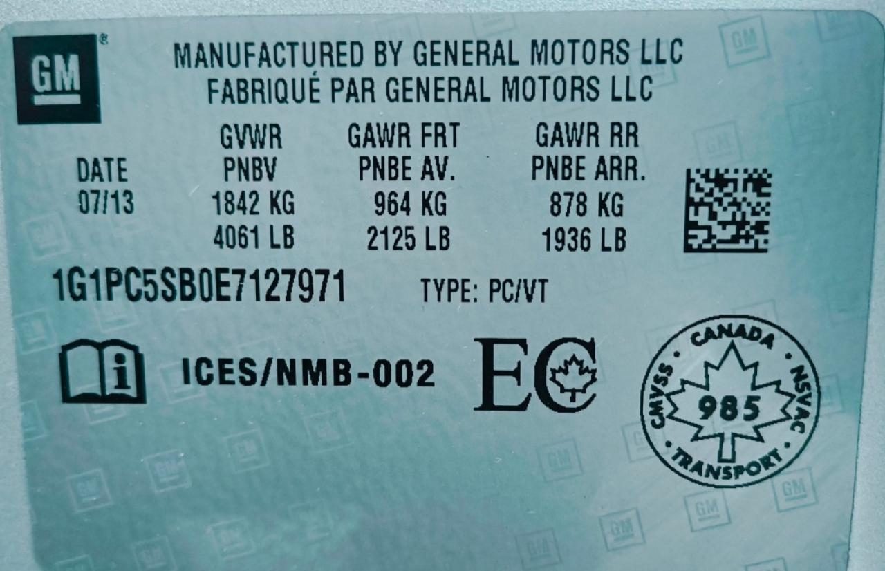 2014 Chevrolet Cruze 1LT Auto 4dr Sedan Automatic Photo