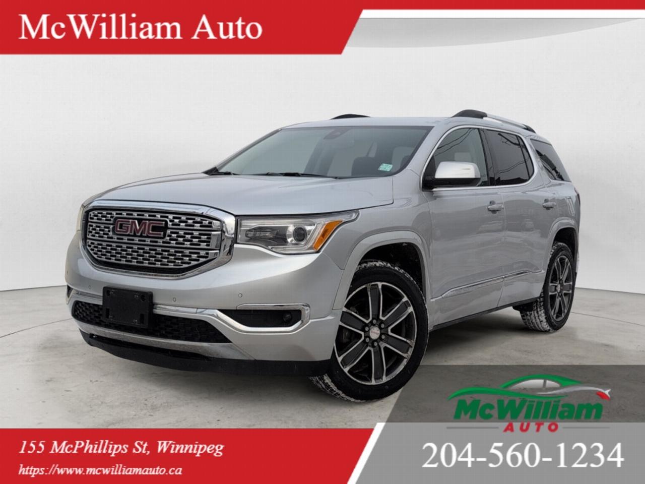 <br>This 2018 GMC Acadia Denali AWD is a sophisticated SUV with a powerful 6 Cylinder engine, automatic transmission, and AWD drive. With a sleek silver exterior and a stylish black interior, this spacious 4-door vehicle is perfect for all your adventures. Dont miss out on this beauty with 136,692 miles!
