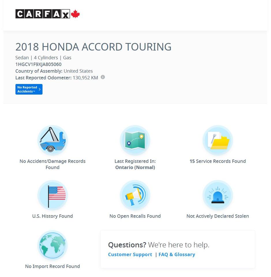 2018 Honda Accord Touring+Adaptive Cruise+Cooled Seats+CLEAN CARFAX Photo