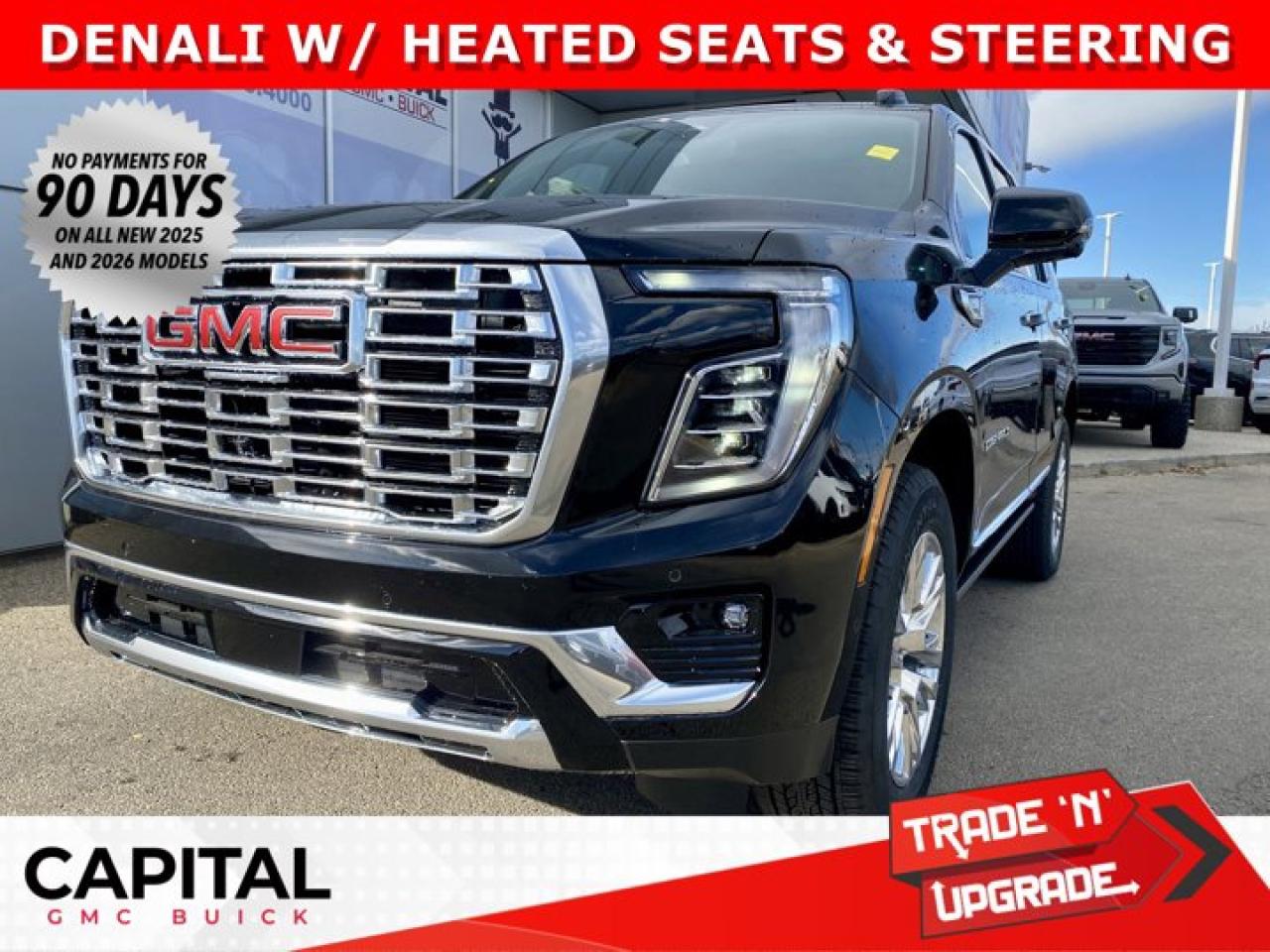 Check out this 2026 GMC YUKON DENALI... Fully equipped with options like Heated and Cooled Seats, Panoramic Sunroof, Power Assist Steps, Heated Steering, Adaptive Cruise Control, Blind Spot Monitoring, 360 CAM, 15 Heads-up Display, Premium Surround Sound, Heated Back Seats, Dual Exhaust, Hands Free Power Liftgate, Automatic Braking, Magnetic Ride Control and so much more... Dont compromise on Luxury or Safety this Winter... Its not just a Yukon, its a DENALIAsk for the Internet Department for more information or book your test drive today! Text 507-585-4395 for fast answers at your fingertips!AMVIC Licensed Dealer - Licence Number B1044900Disclaimer: All prices are plus taxes and include all cash credits and loyalties. See dealer for details. AMVIC Licensed Dealer # B1044900