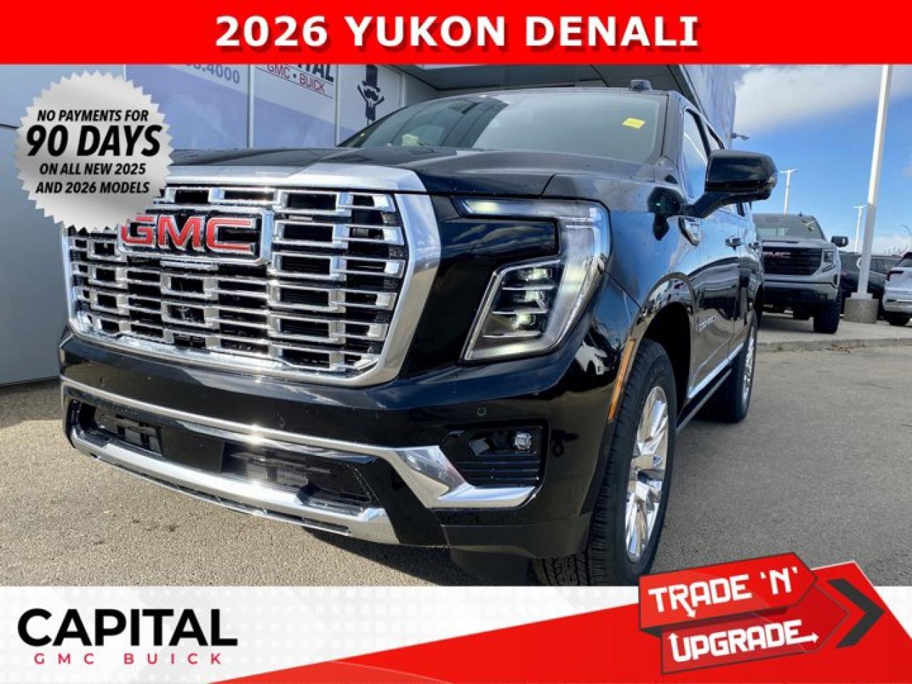 Check out this 2026 GMC YUKON DENALI... Fully equipped with options like Heated and Cooled Seats, Panoramic Sunroof, Power Assist Steps, Heated Steering, Adaptive Cruise Control, Blind Spot Monitoring, 360 CAM, 15 Heads-up Display, Premium Surround Sound, Heated Back Seats, Dual Exhaust, Hands Free Power Liftgate, Automatic Braking, Magnetic Ride Control and so much more... Dont compromise on Luxury or Safety this Winter... Its not just a Yukon, its a DENALIAsk for the Internet Department for more information or book your test drive today! Text 507-585-4395 for fast answers at your fingertips!AMVIC Licensed Dealer - Licence Number B1044900Disclaimer: All prices are plus taxes and include all cash credits and loyalties. See dealer for details. AMVIC Licensed Dealer # B1044900