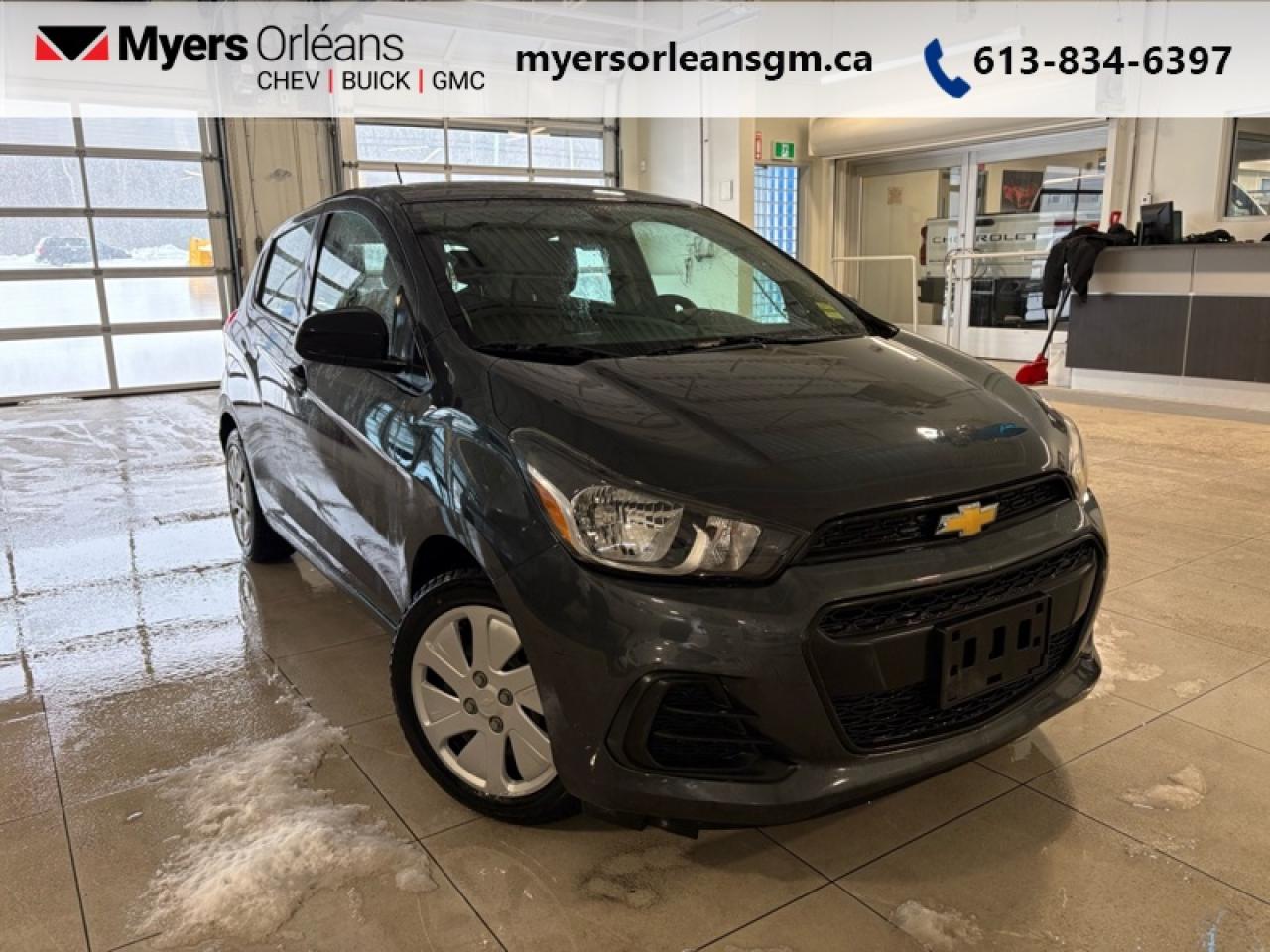 <b>Low Mileage, Apple CarPlay,  Android Auto,  Rear View Camera,  Streaming Audio,  MyLink!</b><br> <br> The Chevrolet Spark is a solid choice for first-time buyers and city dwellers alike, thanks to its compact size and plentiful amenities. This 2018 Chevrolet Spark is for sale today in Orleans. <br> <br>The 2018 Chevrolet Spark is the perfect car for any city commuter. It is agile, fun to drive and perfect for navigating through busy city streets or parking in that great spot that might be too tight a larger SUV. The interior is surprisingly spacious and offers plenty of cargo room plus it comes loaded with some technology to make your drive even better. This low mileage hatchback has just 73,408 km. Its Grey in colour and is completely accident free based on the <a href=https://vhr.carfax.ca/?id=q+tfqHwCSeWf1HPVOVjEl3o+dEBizvH0 target=_blank>CARFAX Report</a>. It has an Automatic transmission and is powered by a 98HP 1.4L 4 Cylinder Engine. It may have some remaining factory warranty, please check with dealer for details. <br> <br> Our Sparks trim level is LS. This amazing compact car comes with a 7 inch colour touchscreen display featuring Android Auto and Apple CarPlay capability plus it comes with Chevrolet MyLink radio, a built in rear vision camera and bluetooth streaming audio. Additional features include a 60/40 split rear seat, 10 standard air bags, Stabilitrak and traction control to keep you safely on the road no matter the weather conditions. This vehicle has been upgraded with the following features: Apple CarPlay, Android Auto, Rear View Camera, Streaming Audio, MyLink, 4G LTE.<br> <br>To apply right now for financing use this link: <a href=https://www.myersorleansgm.ca/FinancePreQualForm target=_blank>https://www.myersorleansgm.ca/FinancePreQualForm</a><br><br> <br/><br> Buy this vehicle now for the lowest bi-weekly payment of <b>$109.99</b> with $0 down for 60 months @ 9.99% APR O.A.C. ( Plus applicable taxes -  Plus applicable fees   ).  See dealer for details. <br> <br>*MYERS LIFETIME ENGINE AND TRANSMISSION COVERAGE CERTIFICATE NOT AVAILABLE ON VEHICLES WITH KMS EXCEEDING 140,000KM, VEHICLES 8 YEARS & OLDER, OR HIGHLINE BRAND VEHICLE(eg. BMW, INFINITI. CADILLAC, LEXUS...)<br> Come by and check out our fleet of 30+ used cars and trucks and 240+ new cars and trucks for sale in Orleans.  o~o