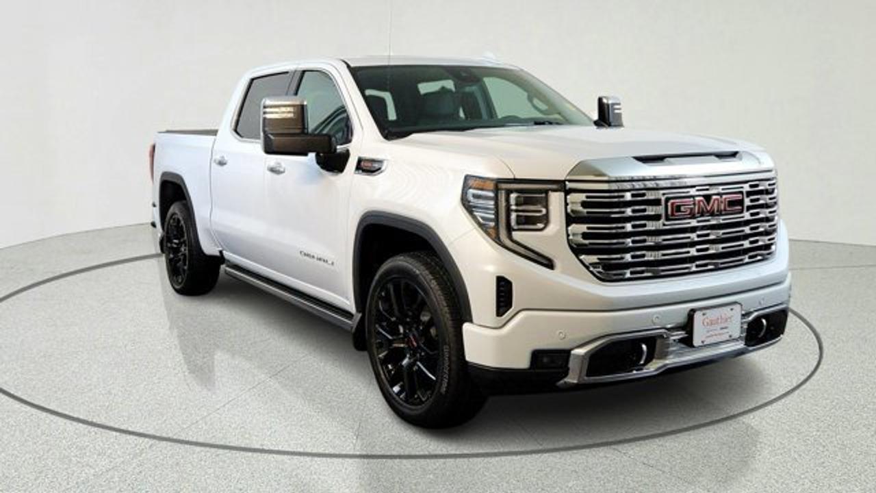 The 2026 GMC Sierra 1500 Denali with the 6.2-L EcoTec3 V8 delivers impressive performance, producing 420 horsepower and 460 lb-ft of torque, paired with a 10-speed automatic transmission. With the Denali Reserve Super Cruise Package you get hands-free driving assist on compatible roads, a sunroof, MultiPro power steps, a technology package including a rear-camera mirror and 15-inch multicolor head-up display plus a special Super Cruise steering wheel. Visually and in ride presence, the 22-inch painted aluminum wheels with machining and bright chrome inserts set this trim apart, and the Jet Black Forge perforated leather interior with heated/ventilated front seats, as well as many comfort and driver assistance features.