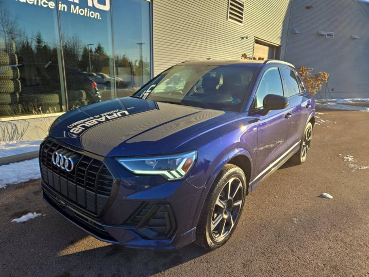 ** New Front Brakes, Wheel Alignment, New Wiper Blades, Oil Change and Multipoint Inspection **This 2022 Audi Q3 2.0 Technik quattro blends sophisticated style, advanced technology, and Audis renowned all-wheel-drive performance in a compact luxury SUV. Designed for both city streets and weekend getaways, the Q3 delivers an engaging and refined driving experience.Powered by a 2.0L turbocharged 4-cylinder engine paired with a 7-speed dual-clutch automatic transmission, it offers responsive acceleration, smooth handling, and confident performance. quattro all-wheel drive ensures traction and stability in all weather conditions, giving you control on rain-soaked or snowy roads.The Technik trim elevates the cabin with leather seating surfaces, power-adjustable front seats, dual-zone climate control, and Audis MMI touch infotainment system with navigation, Apple CarPlay, and Android Auto. A premium sound system and thoughtful interior design make every drive comfortable and connected.Safety and driver-assistance features include adaptive cruise control, lane departure warning, parking sensors, and a rearview camera, providing peace of mind on every journey.With its combination of refined luxury, advanced technology, and all-weather capability, this 2022 Audi Q3 2.0 Technik quattro is an excellent choice for drivers seeking a compact SUV that delivers both style and performance.