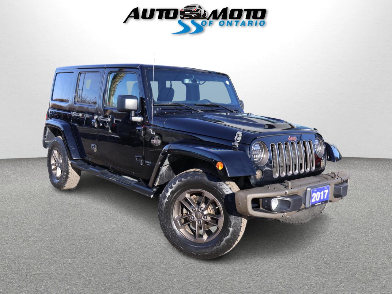 Used 2017 Jeep Wrangler V6 UNLIMITED 75TH ANNIVERSARY 4WD CERTIFIED *JEEP MAINTAIN* BLUETOOTH HEATED LEATHER SEATS CRUISE ALLOYS for sale in Burlington, ON
