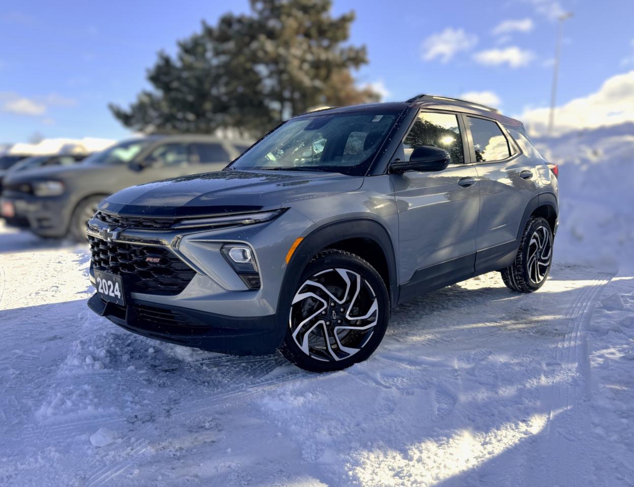 BACKUP CAMERA, BLUETOOTH, HEATED SEATS, BLIND SPOT, REMOTE START, PARKING SENSORS AND MORE !!!

Allow us to introduce our One Owner, Accident-Free 2024 Chevrolet Trailblazer RS AWD that commands attention from town to trail in Sterling Gray Metallic! Powered by a TurboCharged 1.3 Litre 3 Cylinder providing 155hp to a 9 Speed Automatic transmission for purposeful performance. City travel is a breeze since this All Wheel Drive SUV has nimble reflexes and returns approximately 8.1L/100km on the highway. Our Trailblazer takes on the world with stunning style thanks to its 19-inch high-gloss black wheels, signature LED lighting, black bumper accents, matching Bowties, roof rails, dual exhaust outlets, and heated power mirrors. Its an athletic look that owners love!

Load up the family and enjoy our RS cabin that is ready for your next adventure with heated cloth front seats, eight-way power for the driver, a heated-wrapped steering wheel, single-zone climate control, remote start, keyless access/ignition, and cruise control. You can take off but stay connected with the 11-inch touchscreen, an 8-inch driver display, WiFi compatibility, wireless Android Auto&reg;/Apple CarPlay&reg;, Bluetooth&reg;, and a six-speaker sound system. All that and clever cargo space makes this one a winner!

Chevrolet Safety Assist is standard with an HD rearview camera, automatic braking, pedestrian detection, forward-collision alert, lane-keeping assistance, tire-pressure monitoring, and more. Feisty and fun to own, our TrailBlazer RS is a great go-getter! Save this Page and Call for Availability. We Know You Will Enjoy Your Test Drive Towards Ownership! 

Bustard Chrysler prides ourselves on our expansive used car inventory. We have over 100 pre-owned units in stock of all makes and models, with the largest selection of pre-owned Chrysler, Dodge, Jeep, and RAM products in the tri-cities. Our used inventory is hand-selected and we only sell the best vehicles, for a fair price. We use a market-based pricing system so that you can be confident youre getting the best deal. With over 25 years of financing experience, our team is committed to getting you approved - whether you have good credit, bad credit, or no credit! We strive to be 100% transparent, and we stand behind the products we sell. For your peace of mind, we offer a 3 day/250 km exchange as well as a 30-day limited warranty on all certified used vehicles.