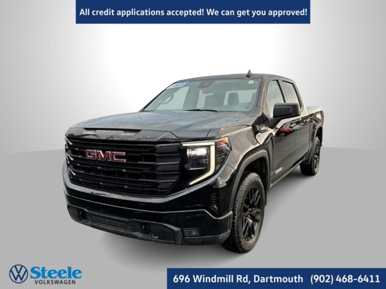 Recent Arrival!2023 GMC Sierra 1500 Elevation 4D Crew Cab A1a1 4WD 10-Speed Automatic EcoTec3 5.3L V8At Steele Volkswagen, we have financing options available for all credit situations!, 10-Speed Automatic, 4WD, Black Cloth, 10-Way Power Driver Seat Adjuster w/Lumbar, 120-Volt Bed Mounted Power Outlet, 220 Amp Alternator, Air Conditioning, Auto High-beam Headlights, Cloth Rear Seat w/Storage Package, Front dual zone A/C, Heated steering wheel, High Capacity Suspension Package, Hitch Guidance, Manual Tilt-Wheel & Telescoping Steering Column, Power driver seat, Power windows, Premium audio system: Premium GMC Infotainment System, Push Button Start, Remote keyless entry, Remote Vehicle Starter System, SiriusXM w/360L, Steering wheel mounted audio controls, Trailering Package, Wheels: 20 x 9 High Gloss Black Painted Aluminum.This 2023 GMC Sierra 1500 Elevation will not last long!! Call Now to reserve your Test Drive appointment!! 1-902-468-6411 or chat with us online at www.steelevw.ca.Steele Auto Group is the most diversified group of automobile dealerships in Atlantic Canada, with 40 dealerships selling 27 brands and an employee base of over 1000. Sales are up by double digits over last year and the plan going forward is to expand further into Atlantic Canada.