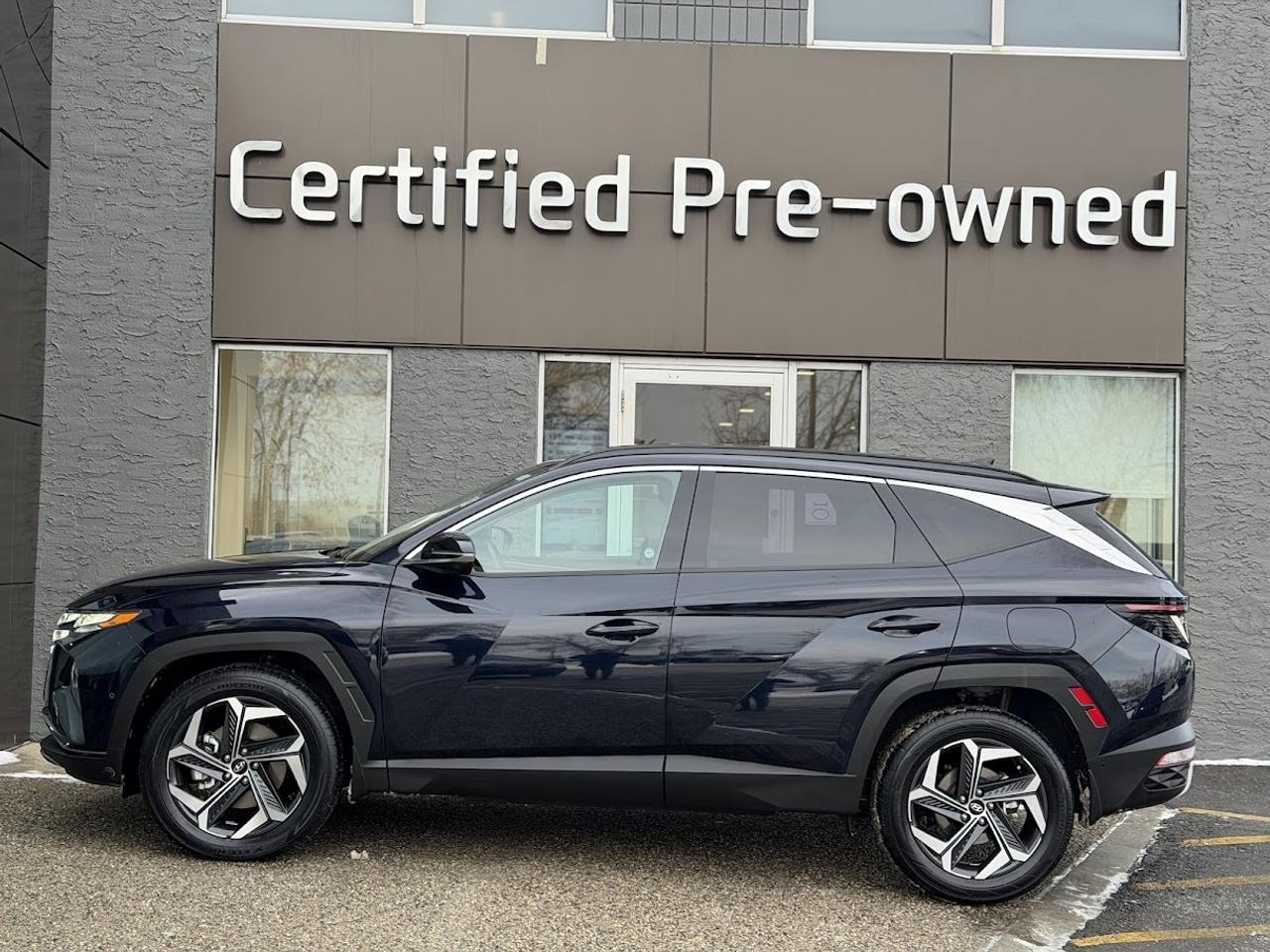 This ONE OWNER LOW KM Hyundai Tucson ULTIMATE HYBRID comes fully loaded with a reliable and fuel efficient 1.6L TURBOCHARGED HYBRID motor, automatic transmission with selectable drive modes, an amazing HTRAC ALL WHEEL DRIVE system with multi-terrain modes, automatic LED headlights, remote SMART park assist, 10.25-inch touchscreen with APPLE CARPLAY / ANDROIFD AUTO / NAVIGATION, heated / cooled power leather seats with memory settings, 360-degree parking camera, Highway Driving Assist, PANORAMIC ROOF, front & rear parking sensors, 10.25-inch FULL DIGITAL instrument cluster, premium 8-speaker BOSE sound system, heated rear seats, 19-inch alloy wheels, SMART power liftgate, LED daytime running lights, Forward Collision Avoidance Assist, Lane Departure Warning, Lane Follow Assist, High Beam Assist and much more!!!<p>This ONE OWNER LOW KM Hyundai Tucson ULTIMATE HYBRID comes fully loaded with a reliable and fuel efficient 1.6L TURBOCHARGED HYBRID motor</p>