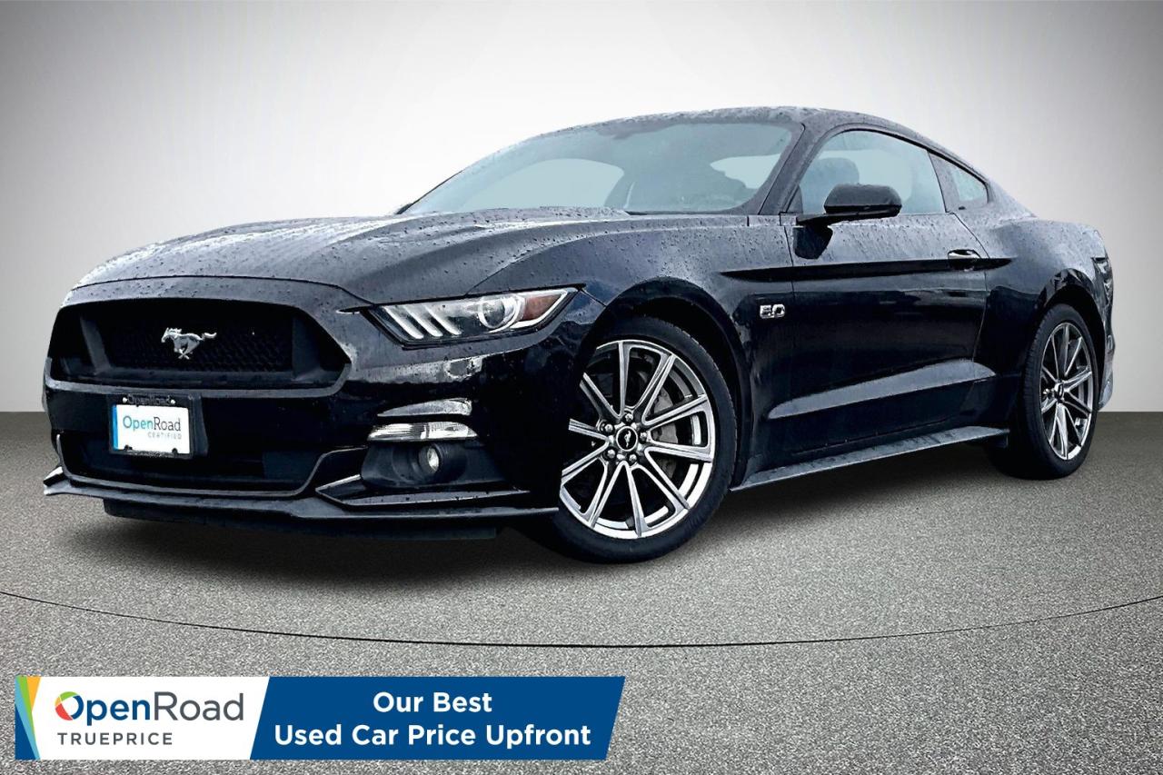 The 2015 Ford Mustang Coupe GT Premium delivers bold muscle car performance with its powerful V8 and head turning style. The GT Premium trim adds luxurious leather trimmed seats, upgraded audio, selectable drive modes, premium interior finishes, and advanced tech that elevates every ride. Feel its thrilling power and refined comfort by coming in for a test drive today! Drive away with confidence from OpenRoad Toyota Abbotsford! Get our TruePrice upfront with no haggling and no hassle. Every OpenRoad Certified vehicle is fully inspected and backed by a Carfax history report. Visit us today at 30210 Automall Drive in Abbotsford or call now to book your test drive and get behind the wheel!  List Price subject to $595 Documentation Fee, $499 Lease/Finance Fee, and applicable taxes. VSA Dealer #40643