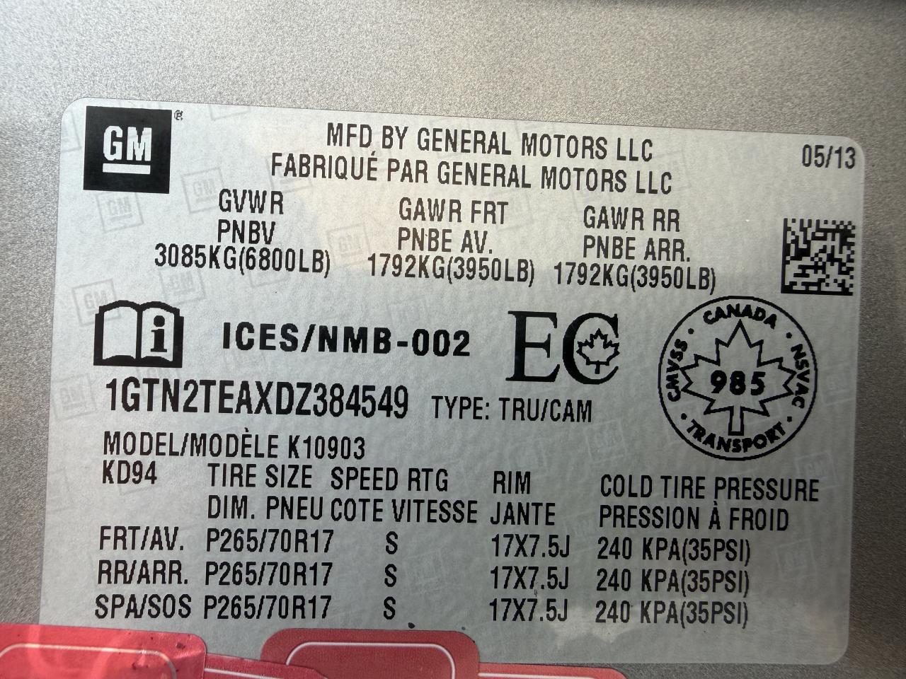 2013 GMC Sierra 1500 4WD Reg Cab !!! 94376 KMS !!! CAR FAX CLN !! MINT Photo