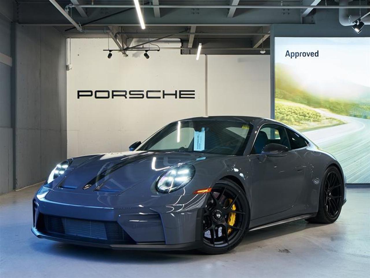 ***Leasing Options Available on Certified Pre-Owned Porsches*** The Porsche that you’ve always wanted. This 2025 911 GT3 with Touring Package has a Clean CarFax Report. With Leather Interior in Black with Fabric Seat Centers ($5,400), Slate Grey Neo ($3,400), Lightweight Package in Black ($41,090), Exterior Mirror Upper Trims in Carbon Fiber ($1,860), Motorsport Stripe Decal on Top in Black ($670), Window Triangle Trims in Carbon Fiber ($580), Exclusive Design Fuel Cap ($190), Front Fascia Airblades in Exterior Color ($410), Roof in Exposed Carbon Fiber i.c.w. Lightweight Package, Front Axle Lift System ($4,180), Chrono Package with Porsche Design GT Clock ($2,470), Porsche Ceramic Composite Brakes (PCCB) with Calipers in Yellow ($11,160), Extended Range Fuel Tank (22.1 gal.)($260), Wheels Painted in Satin Black ($1,480), 20/21 911 GT3 Forged Magnesium Lightweight Wheels, Deviated Stitching Interior Package ($3,860), Adaptive Sport Seats Plus (18-way), Rear Seats, Steering Column Casing in Leather ($600), Extended Leather Package - Slate Grey ($1,560), Extended Dashboard in Leather ($1,760), Center Console Lid with Porsche Crest ($400), Roof Lining in Race-Tex, Door-Sill Guards in Matte Carbon Fiber, Illuminated ($1,030), Personalized Vehicle Keys Painted incl. One Key Pouch ($470), Seat Belt Outlet Trims in Race-Tex ($630), Storage Net in Passenger Footwell, BOSE® Surround Sound System ($1,820), Deletion of SiriusXM® Antenna, Preparation for Deviated Stitching - Slate Grey, Color Selection for Stitching in Deviated Color - Slate Grey, HD-Matrix Design LED Headlights in Black ($3,730), Exclusive Design Taillights ($740), Under Door Puddle Light Projectors ($190), ParkAssist (Rear), Preparation for Porsche Dashcam (Front and Rear) ($150), and Ambient Lighting ($660), this is the car for you! Look for the Porsche Approved seal when buying a pre-owned Porsche. Porsche Approved Pre-Owned Cars are inspected in compliance with our 111-point checklist and any work required is performed using only 100% Porsche Genuine Parts. As proof of the trust that we have in the quality of our vehicles, every certified pre-owned car comes with a minimum of 24 months Porsche Approved Warranty and Porsche Roadside Assistance. The Porsche Approved Warranty covers all components of your Porsche and offers the same level of security as our new car warranty. Luxury Tax is not charged on Certified Pre-Owned vehicles. Call us at 613-749-4275 and ask to speak to one of our Porsche Brand Executives. Serving the Ottawa & Gatineau region. *** Options de location disponibles pour les Porsche doccasion certifiées *** La Porsche de vos rêves. Cette voiture 2025 911 GT3 a un bon rapport d’historique de véhicule de CarFax. Grâce à  Leather Interior in Black with Fabric Seat Centers ($5,400), Slate Grey Neo ($3,400), Lightweight Package in Black ($41,090), Exterior Mirror Upper Trims in Carbon Fiber ($1,860), Motorsport Stripe Decal on Top in Black ($670), Window Triangle Trims in Carbon Fiber ($580), Exclusive Design Fuel Cap ($190), Front Fascia Airblades in Exterior Color ($410), Roof in Exposed Carbon Fiber i.c.w. Lightweight Package, Front Axle Lift System ($4,180), Chrono Package with Porsche Design GT Clock ($2,470), Porsche Ceramic Composite Brakes (PCCB) with Calipers in Yellow ($11,160), Extended Range Fuel Tank (22.1 gal.)($260), Wheels Painted in Satin Black ($1,480), 20/21 911 GT3 Forged Magnesium Lightweight Wheels, Deviated Stitching Interior Package ($3,860), Adaptive Sport Seats Plus (18-way), Rear Seats, Steering Column Casing in Leather ($600), Extended Leather Package - Slate Grey ($1,560), Extended Dashboard in Leather ($1,760), Center Console Lid with Porsche Crest ($400), Roof Lining in Race-Tex, Door-Sill Guards in Matte Carbon Fiber, Illuminated ($1,030), Personalized Vehicle Keys Painted incl. One Key Pouch ($470), Seat Belt Outlet Trims in Race-Tex ($630), Storage Net in Passenger Footwell, BOSE® Surround Sound System ($1,820), Deletion of SiriusXM® Antenna, Preparation for Deviated Stitching - Slate Grey, Color Selection for Stitching in Deviated Color - Slate Grey, HD-Matrix Design LED Headlights in Black ($3,730), Exclusive Design Taillights ($740), Under Door Puddle Light Projectors ($190), ParkAssist (Rear), Preparation for Porsche Dashcam (Front and Rear) ($150), cette voiture est parfaite pour vous! Trouvez le sceau d’approbation de Porsche lorsque vous achetez une Porsche d’occasion. Les voitures d’occasion approuvées par Porsche sont inspectées conformément à notre liste de vérification de 111 points. Tout travail requis est effectué en utilisant uniquement des pièces d’origine Porsche. Comme preuve de la confiance que nous avons dans la qualité de nos véhicules, chaque voiture d’occasion certifiée fait l’objet d’une garantie d’au moins 24 mois approuvée par Porsche et de l’assistance routière Porsche. La garantie approuvée par Porsche couvre tous les composants de votre Porsche et offre le même niveau de sécurité que notre garantie pour les véhicules neufs. La taxe de luxe n’est pas appliquée aux véhicules d’occasion certifiés. Appelez-nous au 613-749-4275 pour parler à l’un de nos directeurs de marque Porsche. Au service de la région d’Ottawa et du Gatineau.