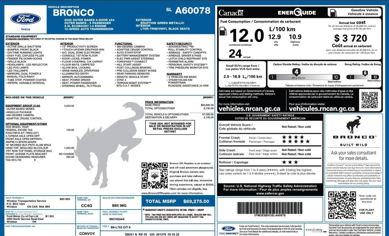 2025 Ford Bronco Outer Banks   5.99% for up to 84 Months O.A.C. Photo