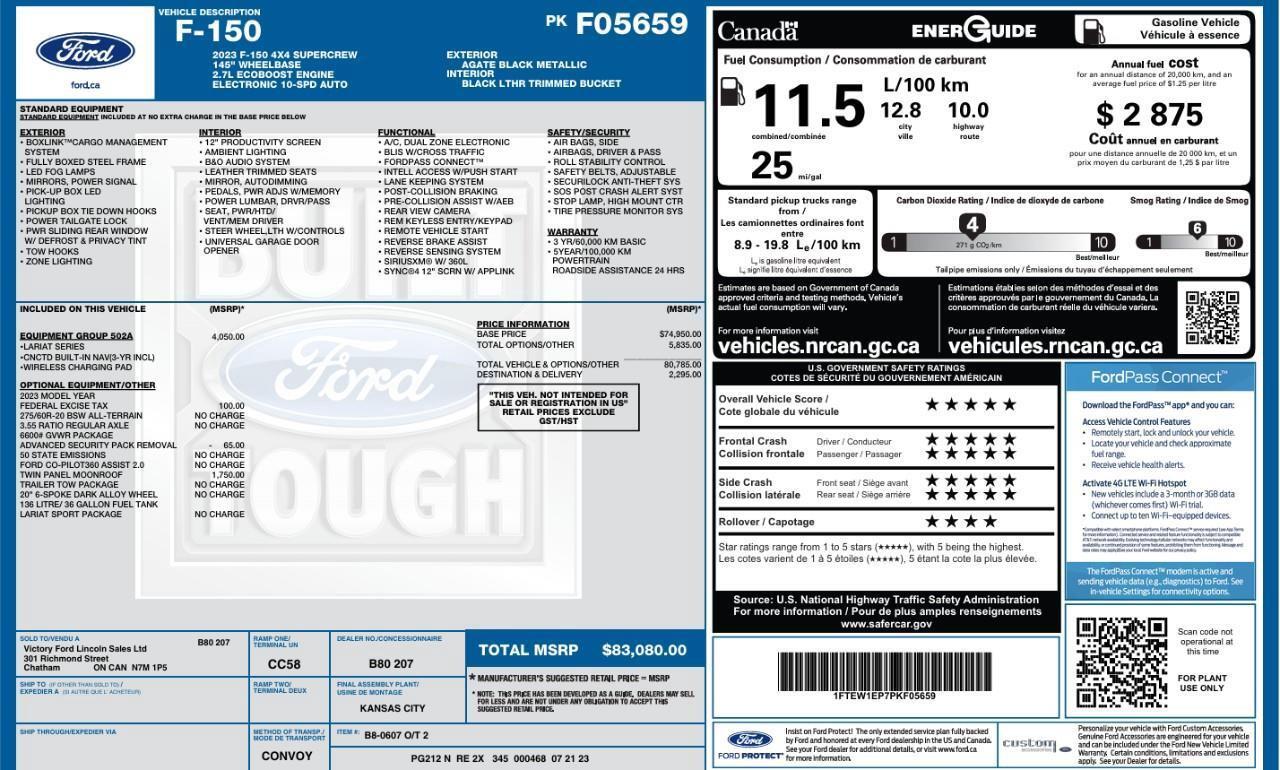 2023 Ford F-150 502A   Panoramic Sunroof   Sport Photo