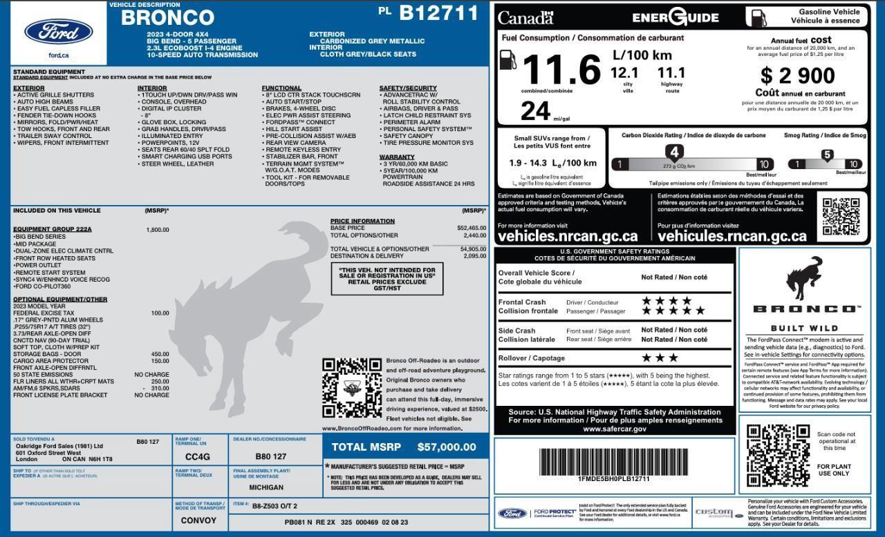 2023 Ford Bronco Big Bend Heated Front Seats   Remote Start Photo