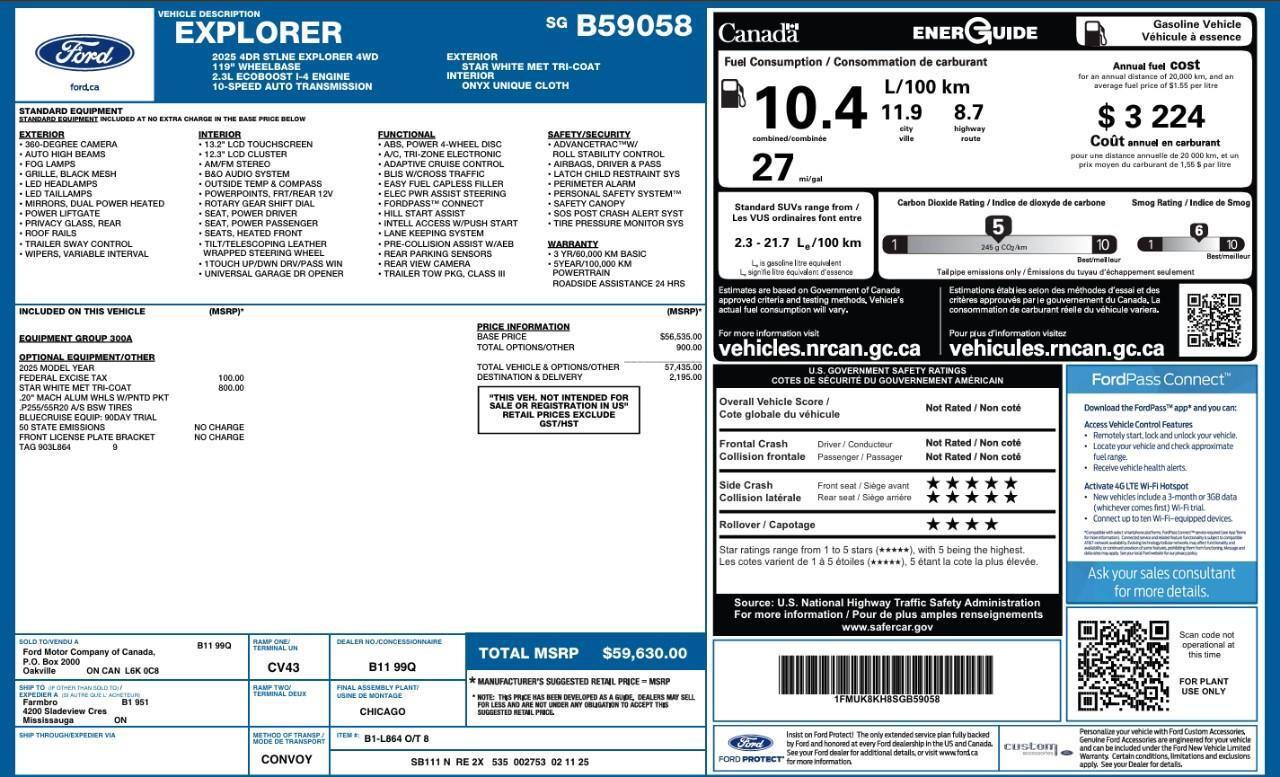 2025 Ford Explorer ST-Line 5.49% 84m O.A.C   ACC + Lane Keeping Photo