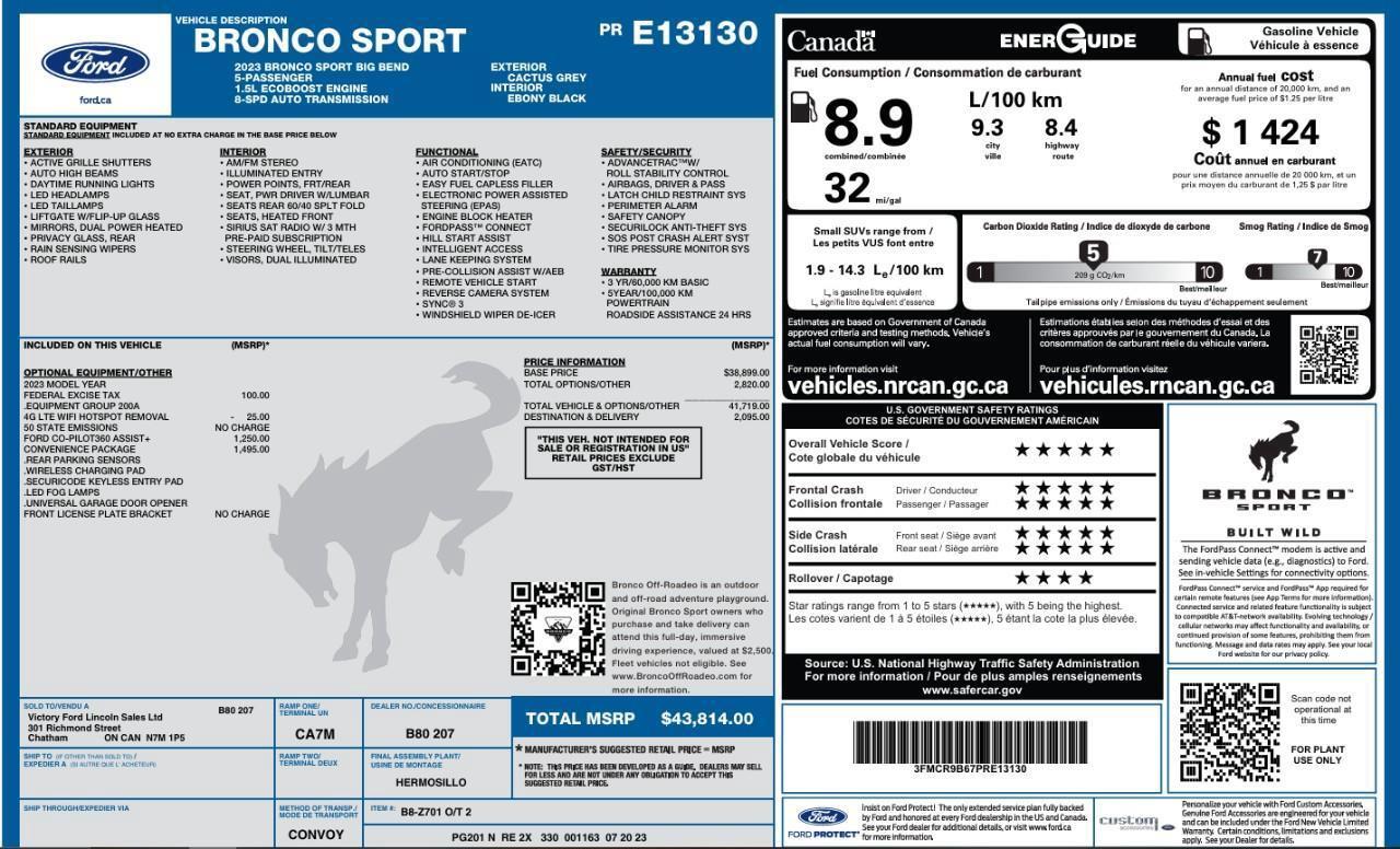 2023 Ford Bronco Sport Big Bend ACC + Lane Keeping   Heated Seats Photo