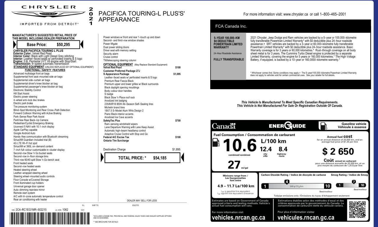 2021 Chrysler Pacifica Touring-L Plus Adaptive Cruise   Lane Keeping Aid Photo