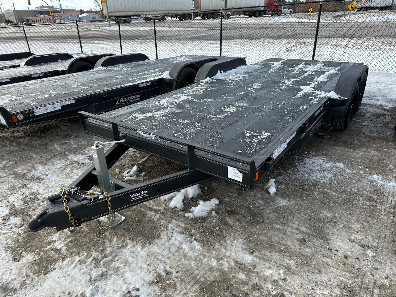 <p><span style=font-family: Segoe UI, sans-serif; font-size: 18px;>18&rsquo; Rainbow Excursion Car & Equipment Trailer, tandem 5200 lb axles, GVWR 9900 lbs, 2115 lbs curb weight, 2 5/16 coupler, stone guard protection, silver graphics package, advanced hybrid polyurea coating exterior finish, LED lights, removable tear drop fender, 6&rdquo; channel frame & hitch, 5&rsquo; slide in ramps.&nbsp;&nbsp;Stock#5448. For more info call Wilfs Elie Ford toll free 877-360-3673. Dealer# 0521.</span></p>