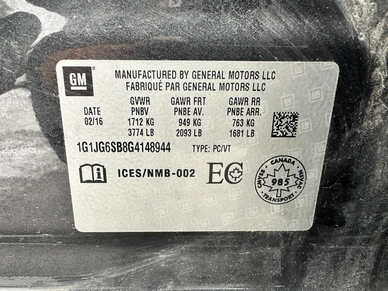 2016 Chevrolet Sonic RS HeatedLeather Sunroof FM/XM BackupCam RemStart Photo