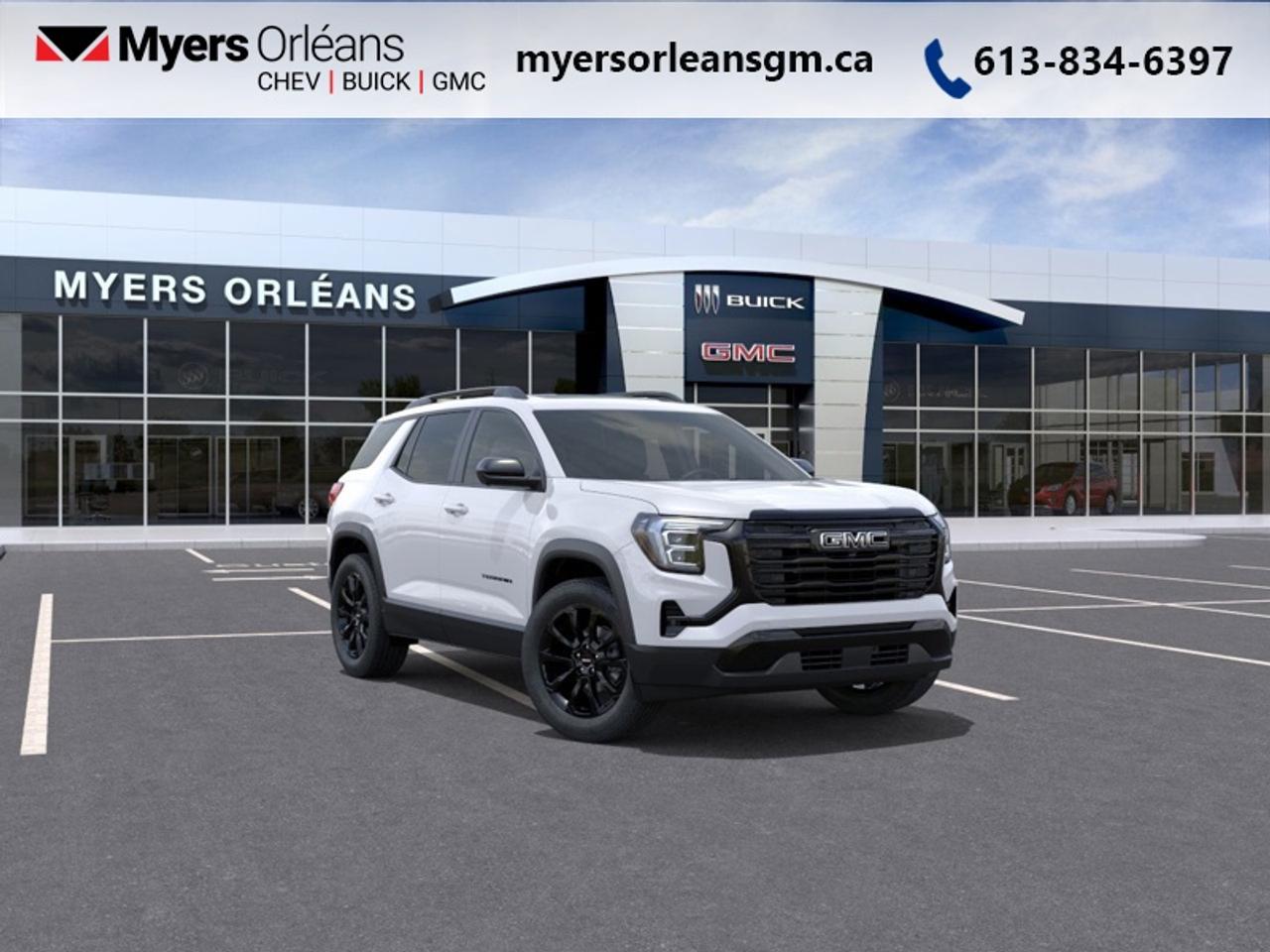 <b>Sunroof, Technology Package II, Premium Package, Convenience Group!</b><br> <br> <br> <br>For more than 80 years, the Myers Automotive Group has brought exceptional vehicles and world-class service to drivers in the Ottawa area. Myers Orleans Chevrolet Buick GMC is proud to serve Greater Ottawa, and to continue the tradition of excellence that the Myers name is known for. We are your trusted and professional choice since 1942!<br> <br>From the impressive practicality to striking styling this 2026 GMC Terrain makes every day better. <br> <br>From endless details that drastically improve this SUVs usability, to striking style and amazing capability, this 2026 Terrain is exactly what you expect from a GMC SUV. The interior has a clean design, with upscale materials like soft-touch surfaces and premium trim. You cant go wrong with this SUV for all your family hauling needs.<br> <br>This Summit White SUV has an Automatic transmission and is powered by a 175HP 1.5L 4 Cylinder Engine. <br> <br> Our Terrains trim level is Elevation AWD. This trim blends comfort, advanced technology, and comprehensive safety features. The Driver Convenience Package adds remote start, heated front seats, a heated steering wheel, illuminated vanity mirrors, and express-up/down driver windows, while a 15 Premium Infotainment System with Google Built-In, wireless Apple CarPlay/Android Auto, 5G connectivity, SiriusXM with 360L, and a Wi-Fi hotspot keep passengers connected and entertained. Premium cloth bucket seats, adaptive cruise control, multiple USB ports, keyless start, rear air vents, active noise cancellation, Enhanced Automatic Emergency Braking, Blind Zone Steering Assist, Lane Keep Assist, Rear Cross Traffic Braking, Teen Driver mode, HD Rear Vision Camera, and OnStar services provide a secure and convenient driving experience. This vehicle has been upgraded with the following features: Sunroof, Technology Package II, Premium Package, Convenience Group.<br><br> <br>To apply right now for financing use this link: <a href=https://www.myersorleansgm.ca/FinancePreQualForm target=_blank>https://www.myersorleansgm.ca/FinancePreQualForm</a><br><br> <br/>   <br> Buy this vehicle now for the lowest bi-weekly payment of <b>$316.62</b> with $0 down for 84 months @ 3.99% APR O.A.C. ( Plus applicable taxes -  **Rebates may not be applicable on all purchase types [cash, lease, or finance]. Eligibility and conditions may vary. Please see dealer for full details and confirmation of eligibility.   ).  Incentives expire 2026-04-30.  See dealer for details. <br> <br>At Myers Orleans Chevrolet, youll find an impressive inventory of brand-new Chevrolet, Buick, and GMC vehicles. But we dont stop there! We also offer an amazing array of gently-used cars, trucks, and SUVs from Chevrolet, as well as a selection of alternate-brand used vehicles from some of Canadas favourite auto makers. When you choose to shop with Myers, youre not limited to what you can find on our well-appointed lot. Youve got the resources of an entire automotive group at your fingertips! Our friendly, no-pressure sales team will go through your list of must-haves, and will match you with the vehicle from Myers that checks off all the right boxes.<br> Come by and check out our fleet of 30+ used cars and trucks and 210+ new cars and trucks for sale in Orleans.  o~o
