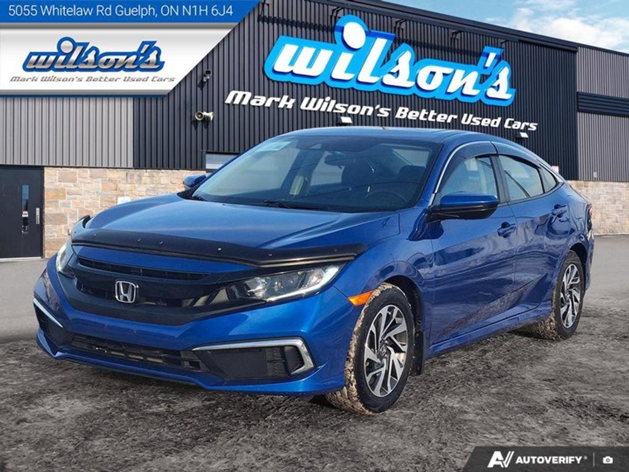 Look at this certified 2019 Honda Civic Sedan EX | Sunroof | Adaptive Cruise | Heated Seats | CarPlay + Android | Rear Camera | and More !. Its Automatic transmission and 2.0 L engine will keep you going. This Honda Civic Sedan features the following options: Sunroof, Reverse Camera, Air Conditioning, Adaptive Cruise, Heated Seats, Tilt Steering Wheel, Steering Radio Controls, Power Windows, Power Locks, and Traction Control. Stop by and visit us at Mark Wilsons Better Used Cars, 5055 Whitelaw Road, Guelph, ON N1H 6J4.60+ years of World Class Service!500+ Live Market Priced VEHICLES! ONE MASSIVE LOCATION!Free Local Delivery Available!FINANCING! - Better than bank rates! 6 Months No Payments available on approved credit OAC. Zero Down Available. We have expert licensed credit specialists to secure the best possible rate for you and keep you on budget ! We are your financing broker, let us do all the leg work on your behalf! Click the RED Apply for Financing button to the right to get started or drop in today!BAD CREDIT APPROVED HERE! - You dont need perfect credit to get a vehicle loan at Mark Wilsons Better Used Cars! We have a dedicated licensed team of credit rebuilding experts on hand to help you get the car of your dreams!WE LOVE TRADE-INS! - Top dollar trade-in values!SELL us your car even if you dont buy ours! HISTORY: Free Carfax report included.Certification included! No shady fees for safety!EXTENDED WARRANTY: Available30 DAY WARRANTY INCLUDED: 30 Days, or 3,000 km (mechanical items only). No Claim Limit (abuse not covered)5 Day Exchange Privilege! *(Some conditions apply)CASH PRICES SHOWN: Excluding HST and Licensing Fees.2021-2026 vehicles may be daily rentals. Please inquire with your Salesperson.