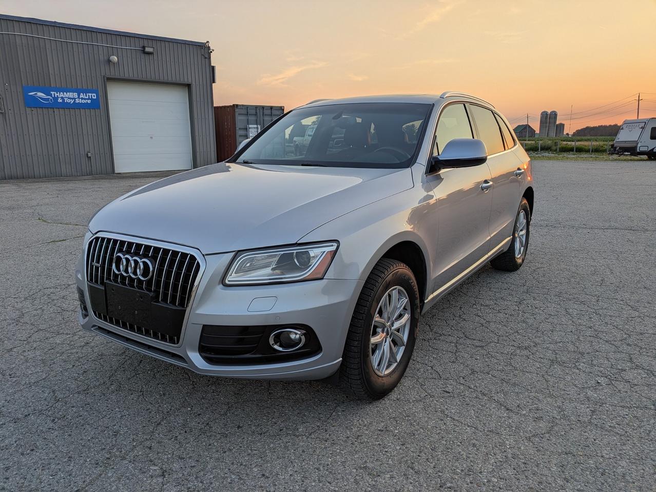 <p class=MsoNormal>Finance this very clean, 2017 Audi Q5 2.0T Premium Plus Quattro &ndash; Luxury Compact SUV, in excellent condition. Only 128,300 kms.</p><p class=MsoNormal>2.0L Turbocharged 4-cylinder (220 hp) with Quattro AWD and 8-speed automatic transmission.</p><p class=MsoNormal>Panorama sunroof, Premium 14-speaker sound, power tailgate, heated leather seats, keyless entry/start, 3-zone climate control, xenon headlights.</p><p class=MsoNormal>Audi MMI navigation and Bluetooth. Blind-spot monitoring, rear cross-traffic alert, parking sensors, backup camera</p><p class=MsoNormal>Comes with summer and winter tires, both mounted on 2 &ndash; sets of 18 Alloy Rims,</p><p class=MsoNormal>Chestnut Brown leather interior. Drives like new, tight and quiet &ndash; the perfect balance of sport and luxury in Audi&rsquo;s best-selling SUV.</p><p class=MsoNormal><a name=_Hlk211499882></a>Fully serviced and Certified with Safety Inspection.</p><p class=MsoNormal><span style=mso-bookmark: _Hlk211499882;>Asking $13,995 + HST and Registration/Licencing. Extended Warranty and Financing options are available.</span></p><p class=MsoNormal><span style=mso-bookmark: _Hlk211499882;>Offered by Thames Auto Sales. </span><a href=http://www.thamesautosales.ca/><span style=mso-bookmark: _Hlk211499882;>www.thamesautosales.ca</span></a><span style=mso-bookmark: _Hlk211499882;> Now under new ownership and management, effective June 1, 2025.</span></p>