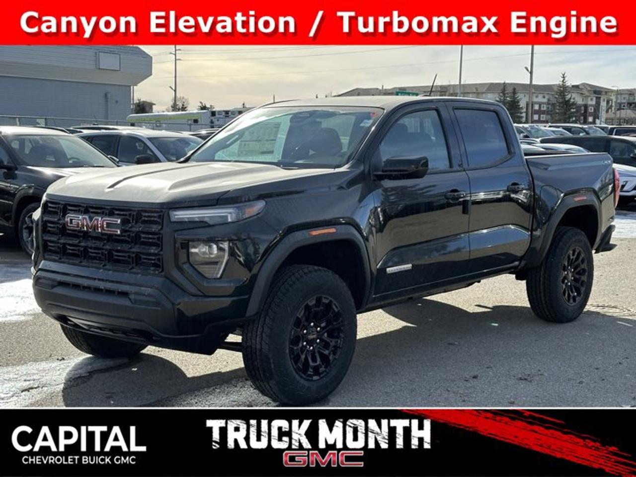 This GMC Canyon delivers a Turbocharged Gas I4 2.7L/ engine powering this Automatic transmission. TRANSMISSION, 8-SPEED AUTOMATIC, 8L80 (STD), REAR AXLE, 3.42 RATIO, ONYX BLACK.*This GMC Canyon Comes Equipped with These Options *LPO, ALL-WEATHER FLOOR LINER, 1ST AND 2ND ROWS includes GMC logo, (dealer-installed), ENGINE, TURBOMAX (310 hp [231 kW] @ 5600 rpm, 430 lb-ft of torque [583 Nm] @ 3000 rpm) (STD), ENGINE BLOCK HEATER, ELEVATION PREFERRED EQUIPMENT GROUP includes standard equipment, Wireless Apple CarPlay/Wireless Android Auto, Windows, remote Express-Down, all windows, Windows, power with driver Express-Up and Down, Windows, power rear, express down, Window, rear-sliding, manual, Window, power with front passenger Express-Down.* Visit Us Today *Stop by Capital Chevrolet Buick GMC Inc. located at 13103 Lake Fraser Drive SE, Calgary, AB T2J 3H5 for a quick visit and a great vehicle!
