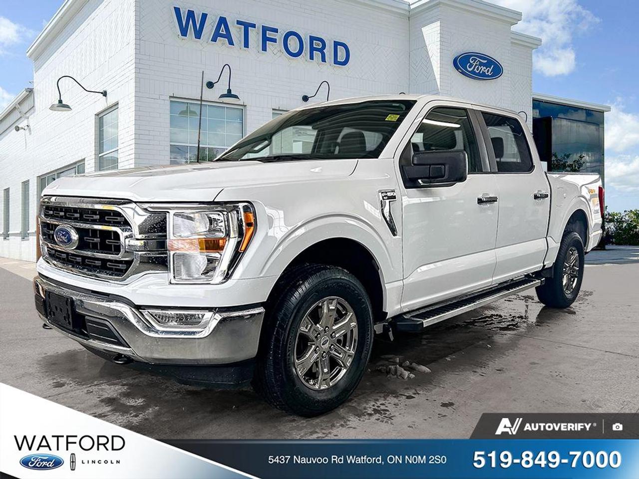 // SINGLE OWNER! //

Experience the dependability and versatility of the 2022 Ford F-150 XLT, now available at Watford Ford. This used truck, finished in a clean white exterior, features an automatic transmission and has travelled 74,746 km. With a single owner history as confirmed by CARFAX Canada, this F-150 XLT is ready to tackle your daily tasks and weekend adventures.

TRUCK FEATURES
»» High towing capacity for demanding jobs
»» Durable bed for hauling equipment or cargo
»» Robust suspension suited for rough terrain
»» Spacious cab for added passenger comfort

ADVANCED SAFETY FEATURES
»» Comprehensive airbag system throughout cabin
»» Rearview camera for easier reversing
»» Advanced traction control for all conditions
»» Anti-lock braking system for confident stops

PERFORMANCE AND EFFICIENCY
»» Powerful engine for reliable performance
»» Automatic transmission for smooth driving
»» Balanced fuel efficiency for a full-size truck
»» 74,746 km on the odometer

COMFORT AND CONVENIENCE
»» Spacious interior with ample legroom
»» Easy-to-use climate control system
»» Multiple cup holders for driver and passengers
»» Power windows and door locks

TECHNOLOGY AND CONNECTIVITY
»» Touchscreen display for easy access to controls
»» Bluetooth connectivity for hands-free calls
»» USB ports for device charging
»» Clear instrument cluster for vital information

CARGO SPACE
»» Large truck bed for versatile hauling
»» Foldable rear seats for extra storage
»» Multiple tie-down points for securing loads
»» Wide-opening tailgate for easy access

WHAT OTHER OWNERS LIKE
»» Impressive towing and payload capacity
»» Comfortable ride for long drives
»» User-friendly technology features
»» Reliable performance in all seasons

This 2022 Ford F-150 XLTs VIN is: 1FTEW1EP5NFC26085.