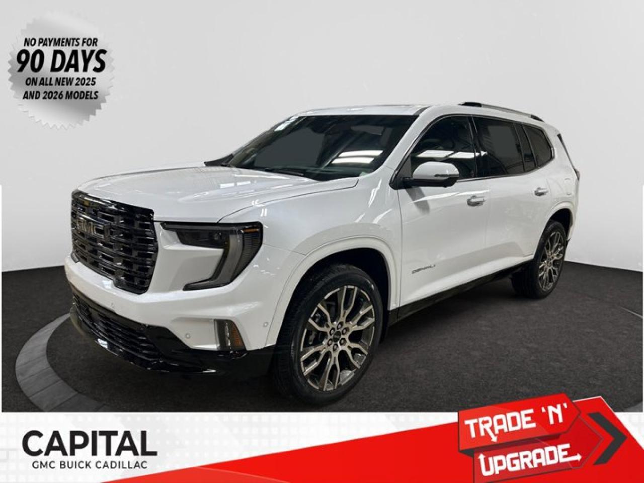 This 2026 GMC Acadia in Glacier White Tricoat is equipped with AWD and Gas 2.5L/ engine.Check out this vehicles pictures, features, options and specs, and let us know if you have any questions. Helping find the perfect vehicle FOR YOU is our only priority.P.S...Sometimes texting is easier. Text (or call) 306-801-9090 for fast answers at your fingertips!Dealer License #914248Disclaimer: All prices are plus taxes & fees. See dealer for Details. Dealer Permit # 914248 See dealer for Details.