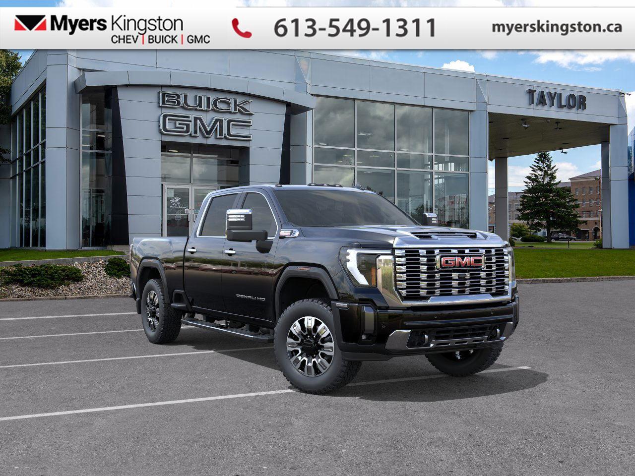 Off-Road Package,  Adaptive Cruise Control,  Wireless Charging,  360 Camera,  Park Assist!  This immensely capable 2026 GMC 2500HD has everything youre looking for in a heavy-duty truck.  This 2026 GMC 2500HD is highly configurable work truck that can haul a colossal amount of weight thanks to its potent drivetrain. This truck also offers amazing interior features that nestle occupants in comfort and luxury, with a great selection of tech features. For heavy-duty activities and even long-haul trips, the 2500HD is all the truck youll ever need. This Onyx Black sought after diesel Crew Cab 4X4 pickup has an Automatic transmission and is powered by a 470HP 6.6L 8 Cylinder Engine.   Our Sierra 2500HDs trim level is Denali. The Denali with the X31 Off-Road Package blends rugged strength with premium refinement. Off-road confidence comes from skid plates, Hill Descent Control, twin-tube Rancho shocks, and an off-road suspension, while trailering is made effortless with Hitch Guidance, an integrated brake controller, and the ProGrade Trailering System with In-Vehicle Trailering App. A bold exterior features animated LED lighting, a signature chrome grille, 20 machined wheels, and the versatile MultiPro Tailgate, complemented by a spray-on bedliner and power assist steps. Inside, heated and ventilated leather seats, a 13.4 premium infotainment display with Google built-in, Bose audio, wireless phone projection, and wireless charging keep every drive comfortable and connected. GMC Pro Safety, HD Surround Vision, Adaptive Cruise Control, and Trailer Side Blind Zone Alert provide added confidence, while thoughtful touches like rain-sensing wipers, a power sliding rear window, and dual-zone climate control elevate everyday convenience. This vehicle has been upgraded with the following features: Off-Road Package, Adaptive Cruise Control, Wireless Charging, 360 Camera, Park Assist, Cooled Seats, Heated Steering Wheel. To apply right now for financing use this link: https://www.taylorautomall.com/finance/apply-for-financing/  See dealer for details.  HST, licensing, and Federal luxury tax (if applicable) are extra.  Come by and check out our fleet of 40+ used cars and trucks and 180+ new cars and trucks for sale in Kingston.  o~o