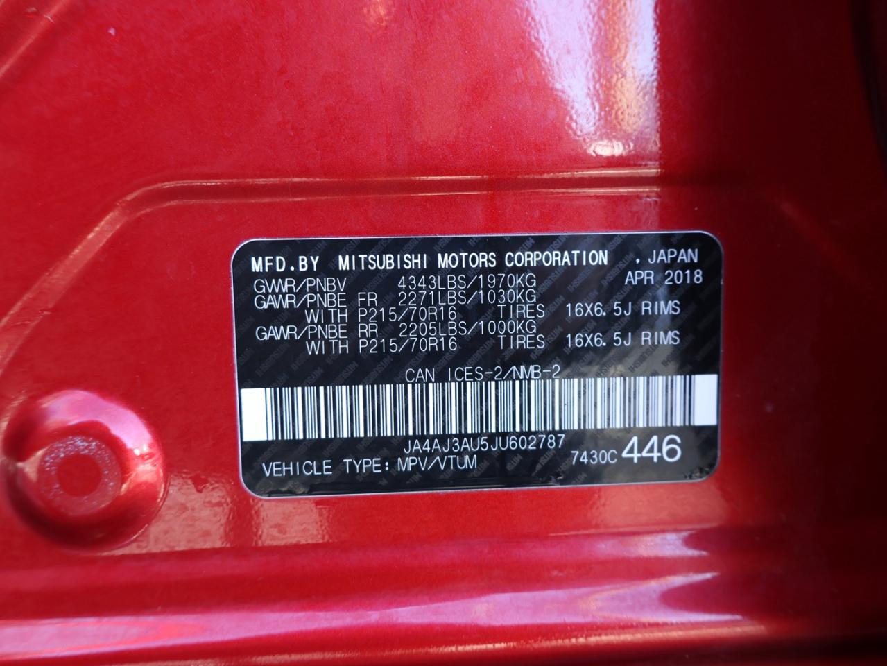 2018 Mitsubishi RVR SE 4WD CERTIFIED *ACCIDENT FREE* CAMERA BLUETOOTH HEATED SEATS CRUISE ALLOYS Photo