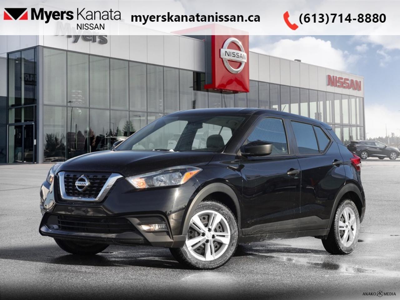 <b>Forward Collision Warning,  Front Pedestrian Braking,  Proximity Key,  Steering Wheel Controls,  Rear View Camera!</b><br> <br>  Compare at $14835 - KANATA NISSAN PRICE is just $13995! <br> <br>Versatile, stylish, and comfortable, this 2019 Nissan Kicks is sure to never cramp your style. This 2019 Nissan Kicks is for sale today in Kanata. This SUV has 102,386 km. Its Black in colour and is completely accident free based on the <a href=https://vhr.carfax.ca/?id=3H3CosOCdK1bqhJlagrLC32pPCamj7Mx target=_blank>CARFAX Report</a>. It has an Automatic transmission and is powered by a 122HP 1.6L 4 Cylinder Engine. <br> <br> Our Kickss trim level is S. This Nissan Kicks S is packed with incredible value, and features a 7-inch touchscreen with Bluetooth connectivity and audio streaming, steering wheel mounted controls, proximity keyless entry with push button start, cruise control with steering-mounted controls, air conditioning, a sports steering wheel, manually-adjustable front bucket seats, forward collision mitigation, front emergency braking, and a rear-view camera. This vehicle has been upgraded with the following features: Forward Collision Warning, Front Pedestrian Braking, Proximity Key, Steering Wheel Controls, Rear View Camera, Bluetooth.<br> <br/><br> Buy this vehicle now for the lowest bi-weekly payment of <b>$103.74</b> with $0 down for 84 months @ 8.99% APR O.A.C. ( Plus applicable taxes -  and licensing    ).  See dealer for details. <br> <br>*LIFETIME ENGINE TRANSMISSION WARRANTY NOT AVAILABLE ON VEHICLES WITH KMS EXCEEDING 140,000KM, VEHICLES 8 YEARS & OLDER, OR HIGHLINE BRAND VEHICLE(eg. BMW, INFINITI. CADILLAC, LEXUS...)<br> Come by and check out our fleet of 70+ used cars and trucks and 80+ new cars and trucks for sale in Kanata.  o~o