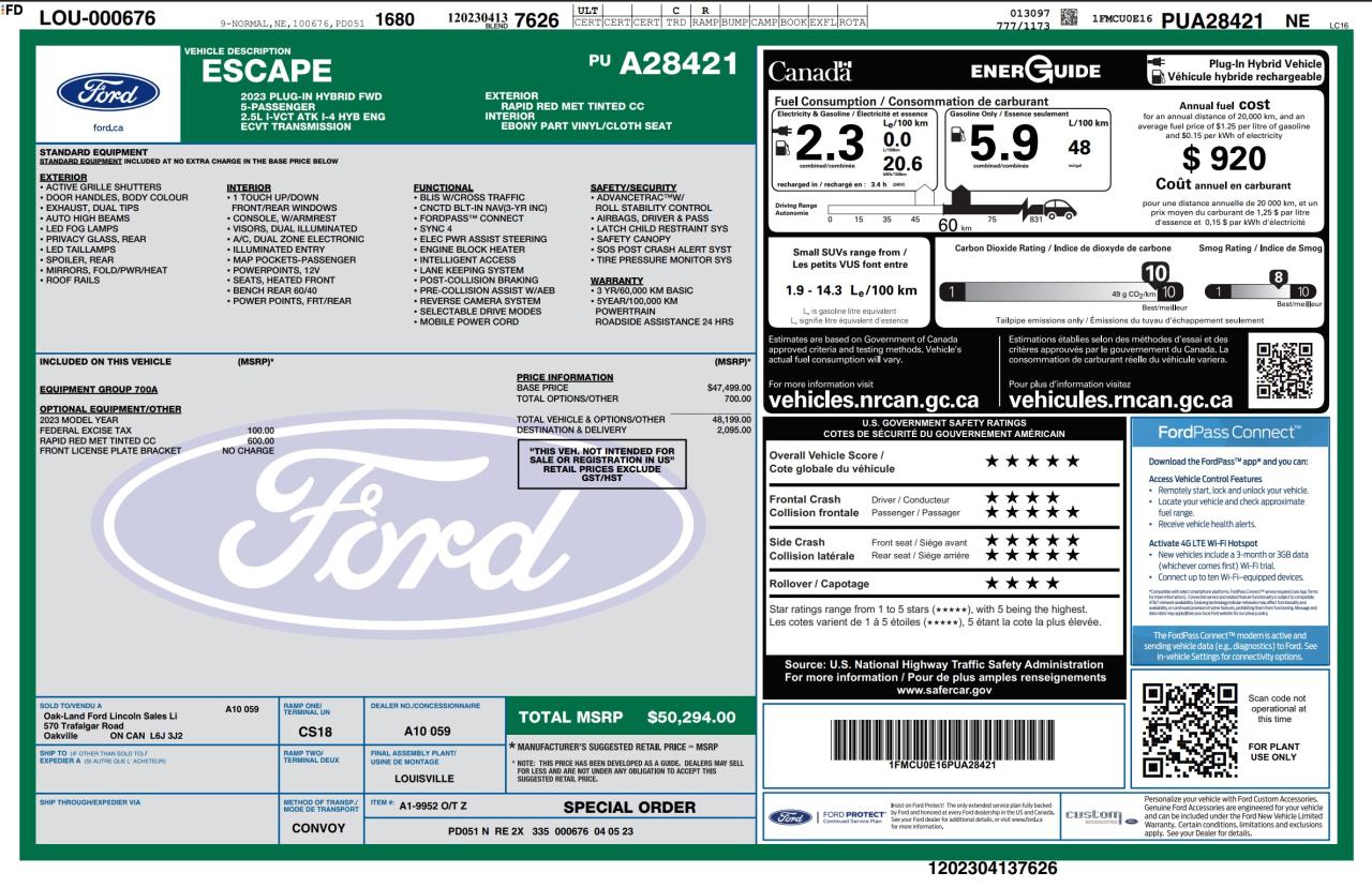 2023 Ford Escape PHEV 700A | PLUG IN | NO ACCIDENTS | BOUGHT/SVC'D HERE Photo3