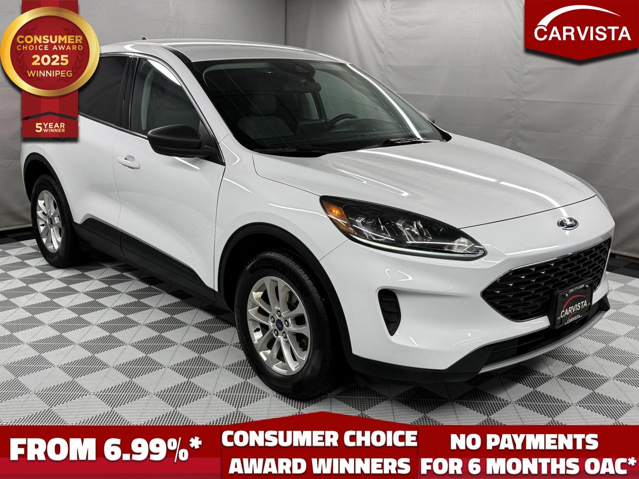 CONSECUTIVE COMSUMER CHOICE AWARD WINNERS!

HEATED SEATS, REVERSE CAMERA, BLUETOOTH HANDSFREE, DUAL CLIMATE CONTROLS, POWER LIFTGATE, NO ACCIDENTS, 1 OWNER, FACTORY WARRANTY

The 2022 Ford Escape SE AWD is a smart, versatile SUV that fits perfectly into daily commuting, weekend road trips, and everything in between. This one stands out with no accidents and 1 owner, giving you added confidence from the moment you get behind the wheel. With Fords factory powertrain warranty coverage until August 12, 2027 or 100,000 km (whichever comes first), youll also enjoy extra peace of mind for the road ahead.

The Escapes All-Wheel Drive system is ideal for changing road conditions, delivering sure footed traction through rain, snow, and slippery streets. Inside, youll find a cabin designed for comfort and convenience, with supportive seating, a practical layout, and flexible cargo space that adapts easily to groceries, sports gear, and luggage. The Escape is known for its smooth ride, responsive handling, and excellent visibility making it easy to drive and easy to live with.

If youre looking for a late model SUV that balances capability, comfort, and long term confidence, this 2022 Ford Escape SE AWD checks all the right boxes: one owner, accident free, and remaining factory warranty ready for its next chapter.

5 years running, consecutive receivers of the prestigious Consumer Choice Award in 2021, 2022, 2023, 2024 and 2025! Low rate dealer arranged financing available! 
At Carvista we offer a unique buying experience, with no deceiving finance gimmicks and trades are welcome but not required! Carvista is a family operated business that has been in business for over 25 years, and has earned a A+ BBB Accreditation and outstanding consumer accolades. Offering 175 quality pre-owned vehicles, all are certified and Carfax verified, most with remaining factory warranty and a modern facility located on Winnipegs Regent Ave strip. We welcome you to visit us at 1201 Regent Ave W, at Carvista, and drive away in a like new vehicle for less. In many cases we can offer no payments for 6 months! Dont let your trade or credit stop you, we accept any kind, any time. CARVISTA.CA, "Where the deals are".
 Prices and payments exclude GST OR PST Carvista Inc. 
Dealer Permit # 1211, Category: Used Vehicle 
Please verify all ad details with a Carvista sales person, vehicle may not be exactly as shown.