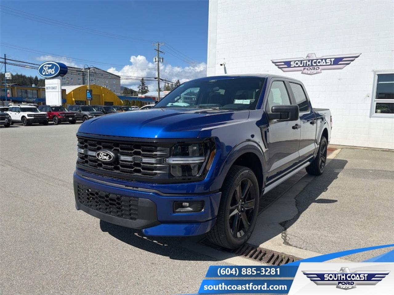 <b>Fog Lamps!</b><br> <br> The 2026 Ford F-150 blends everyday usability, robust build quality and forward-looking design into a pickup that truly serves you.<br> <br>The 2026 Ford F-150 combines proven leadership in toughness with smart innovation to deliver a truck built for real-world demands. Inside, the cabin features refined materials, intuitive tech and comfortable seating to support both driver and passengers on every journey. With its strong presence, flexible design and Fords legacy of dependability, the F-150 is ready for whatever work or play you throw its way.<br> <br>This Argon Blue Metallic Crew Cab 4X4 pickup has a 10 Speed Automatic transmission and is powered by a 400HP 5.0L 8 Cylinder Engine. <br> <br> Our F-150s trim level is STX. Designed for drivers who demand modern street appeal alongside everyday utility, this striking truck commands attention with its sleek black grille, body-coloured bumpers, deep-tinted glass, and standout gloss black wheels. Inside, the athletic cabin welcomes you with unique sport cloth front seats featuring manual driver lumbar support, a flow-through center console with locking storage, full carpet flooring, and convenient reverse-opening rear doors. Seamless connectivity and comfort are always within reach thanks to smart device remote engine start, manual air conditioning with console ducts, and an advanced SYNC 4 system boasting a 12-inch center display, wireless Apple CarPlay and Android Auto, and a built-in Wi-Fi hotspot. Finally, you can travel with ultimate confidence knowing you are backed by smart safety features like the Ford Co-Pilot360 reverse camera, blind spot information system, cross-traffic alert with reverse brake assist, lane keeping assist, and collision mitigation with automatic emergency braking. This vehicle has been upgraded with the following features: Fog Lamps.<br><br> View the original window sticker for this vehicle with this url <b><a href=http://www.windowsticker.forddirect.com/windowsticker.pdf?vin=1FTEW2L58TFA48712 target=_blank>http://www.windowsticker.forddirect.com/windowsticker.pdf?vin=1FTEW2L58TFA48712</a></b>.<br> <br>To apply right now for financing use this link: <a href=https://www.southcoastford.com/financing/ target=_blank>https://www.southcoastford.com/financing/</a><br> <br/>Total rebate of $2500 is reflected in the price. 3.49% financing for 84 months. <br> Buy this vehicle now for the lowest bi-weekly payment of <b>$556.16</b> with $0 down for 84 months @ 3.49% APR O.A.C. ( taxes included, $695 Administration Fee included / Total Obligation of $89514 ). Incentives expire 2026-08-31. See dealer for details. <br><br>Call South Coast Ford Sales or come visit us in person. Were convenient to Sechelt, BC and located at 5606 Wharf Avenue. and look forward to helping you with your automotive needs. <br><br> Come by and check out our fleet of 20+ used cars and trucks and 90+ new cars and trucks for sale in Sechelt.  o~o