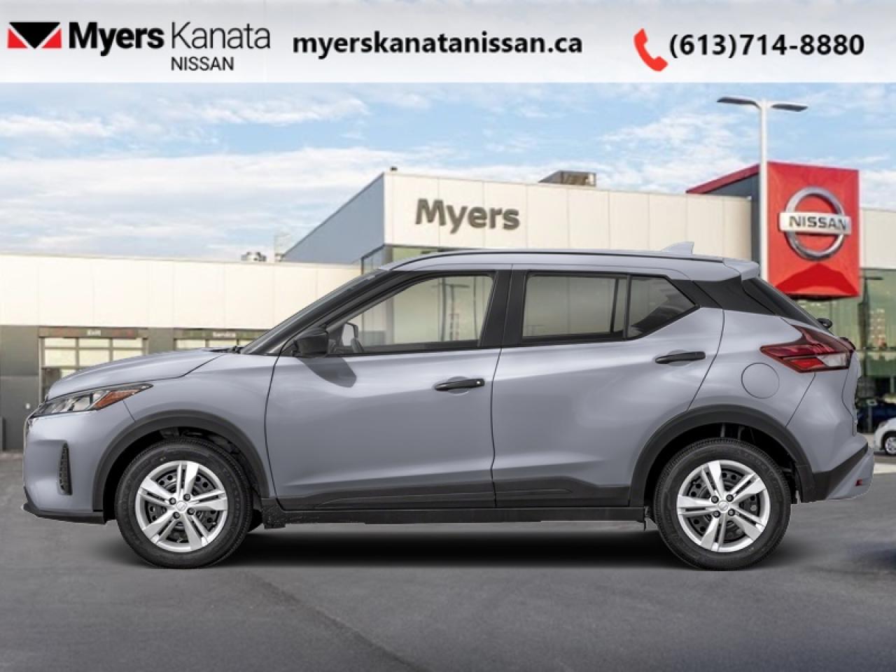 <b>Apple CarPlay,  Android Auto,  Lane Departure Warning,  Blind Spot Detection,  Rear Park Assist!</b><br> <br> <br> <br>  Style meets tech in this nimble and spirited 2025 Kicks Play. <br> <br>This Kicks Play did not take any shortcuts, but it is offering you a shortcut to possibility. Make the most of every day with intelligent features that help you express your personal style and feel your playlist with the incredible infotainment system. It really is time you put you first, and this 2025 Kicks Play is here for it.<br> <br> This boulder grey pearl SUV  has an automatic transmission and is powered by a  122HP 1.6L 4 Cylinder Engine.<br> <br> Our Kicks Plays trim level is S. Standard features include touchscreen infotainment with Apple CarPlay, Android Auto, Bluetooth, and Siri Eyes Free. The spirited performance is further enhanced with advanced safety features like emergency braking, lane departure warning, high beam assist, blind spot detection, rear parking sensors, and a rearview camera. This vehicle has been upgraded with the following features: Apple Carplay,  Android Auto,  Lane Departure Warning,  Blind Spot Detection,  Rear Park Assist,  Front Pedestrian Braking,  Remote Keyless Entry. <br><br> <br/> Total  rebate of $1000 is reflected in the price.   0% financing for 24 months. 5.99% financing for 84 months. <br> Payments from <b>$373.81</b> monthly with $0 down for 84 months @ 5.99% APR O.A.C. ( Plus applicable taxes -  $621 Administration fee included. Licensing not included.**Rebates may not apply to all purchase types [cash, lease, or finance]. Eligibility & conditions varyplease see dealer for full details.    ).  Incentives expire 2026-01-02.  See dealer for details. <br> <br><br> Come by and check out our fleet of 70+ used cars and trucks and 90+ new cars and trucks for sale in Kanata.  o~o