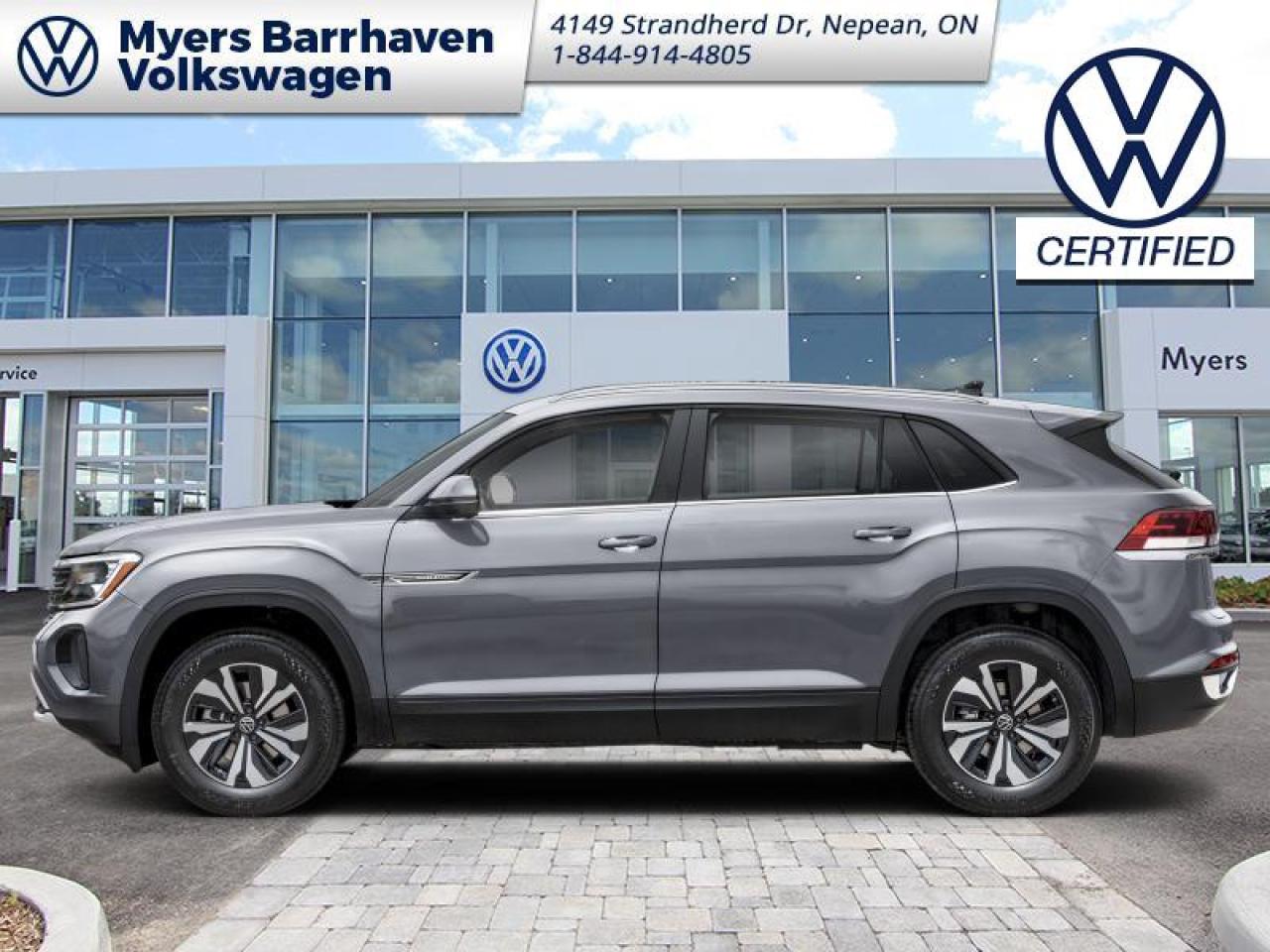 <b>Certified, Cooled Seats,  Heated Steering Wheel,  Power Liftgate,  Adaptive Cruise Control,  Remote Start!</b><br> <br>   The 2025 Volkswagen Atlas Cross Sport delivers the right mix of two-row comfort, bold SUV styling and practical capability in one refined package. This 2025 Volkswagen Atlas Cross Sport is fresh on our lot in Nepean. <br> <br>From the outside, the Atlas Cross Sport showcases a bold two-row SUV silhouette, sculpted lines and a commanding stance that merge style with presence. Inside, the cabin offers premium materials, intuitive connectivity and comfortable seating designed with both driver and passengers in mind. With its thoughtful design, smart features and Volkswagens dedication to quality, the Atlas Cross Sport presents itself as a versatile and well-rounded choice in the midsize SUV segment.This  SUV has 18,861 kms and is a Certified Pre-Owned vehicle. Its platinum gray metallic in colour and is completely accident free based on the <a href=https://vhr.carfax.ca/?id=nBYVFE8YWcl+ILjE8VleGg64f0sFZTdy target=_blank>CARFAX Report</a>. It has an automatic transmission and is powered by a  269HP 2.0L 4 Cylinder Engine.  And its got a certified used vehicle warranty for added peace of mind. <br> <br> Our Atlas Cross Sports trim level is Comfortline 2.0 TSI. Standard features include ventilated and heated front seats, a heated steering wheel, adaptive cruise control, Car-Net 4G LTE, remote engine start, a power liftgate for rear cargo access, and a 12-inch infotainment screen with Apple CarPlay and Android Auto. Safety features also include lane keep assist with lane departure warning, collision mitigation, blind spot alert, front and rear parking sensors, and forward collision mitigation. This vehicle has been upgraded with the following features: Cooled Seats,  Heated Steering Wheel,  Power Liftgate,  Adaptive Cruise Control,  Remote Start,  Lane Keep Assist,  Blind Spot Alert. <br> <br>To apply right now for financing use this link: <a href=https://www.barrhavenvw.ca/en/form/new/financing-request-step-1/44 target=_blank>https://www.barrhavenvw.ca/en/form/new/financing-request-step-1/44</a><br><br> <br/>Volkswagen Certified Pre-Owned<br> <br/><br> Buy this vehicle now for the lowest bi-weekly payment of <b>$333.83</b> with $0 down for 84 months @ 6.99% APR O.A.C. ((Plus applicable taxes and fees - Some conditions apply to get approved at the mentioned rate)     ).  See dealer for details. <br> <br>We are your premier Volkswagen dealership in the region. If youre looking for a new Volkswagen or a car, check out Barrhaven Volkswagens new, pre-owned, and certified pre-owned Volkswagen inventories. We have the complete lineup of new Volkswagen vehicles in stock like the GTI, Golf R, Jetta, Tiguan, Atlas Cross Sport, Volkswagen ID.4 electric vehicle, and Atlas. If you cant find the Volkswagen model youre looking for in the colour that you want, feel free to contact us and well be happy to find it for you. If youre in the market for pre-owned cars, make sure you check out our inventory. If you see a car that you like, contact 844-914-4805 to schedule a test drive.<br> Come by and check out our fleet of 50+ used cars and trucks and 80+ new cars and trucks for sale in Nepean.  o~o