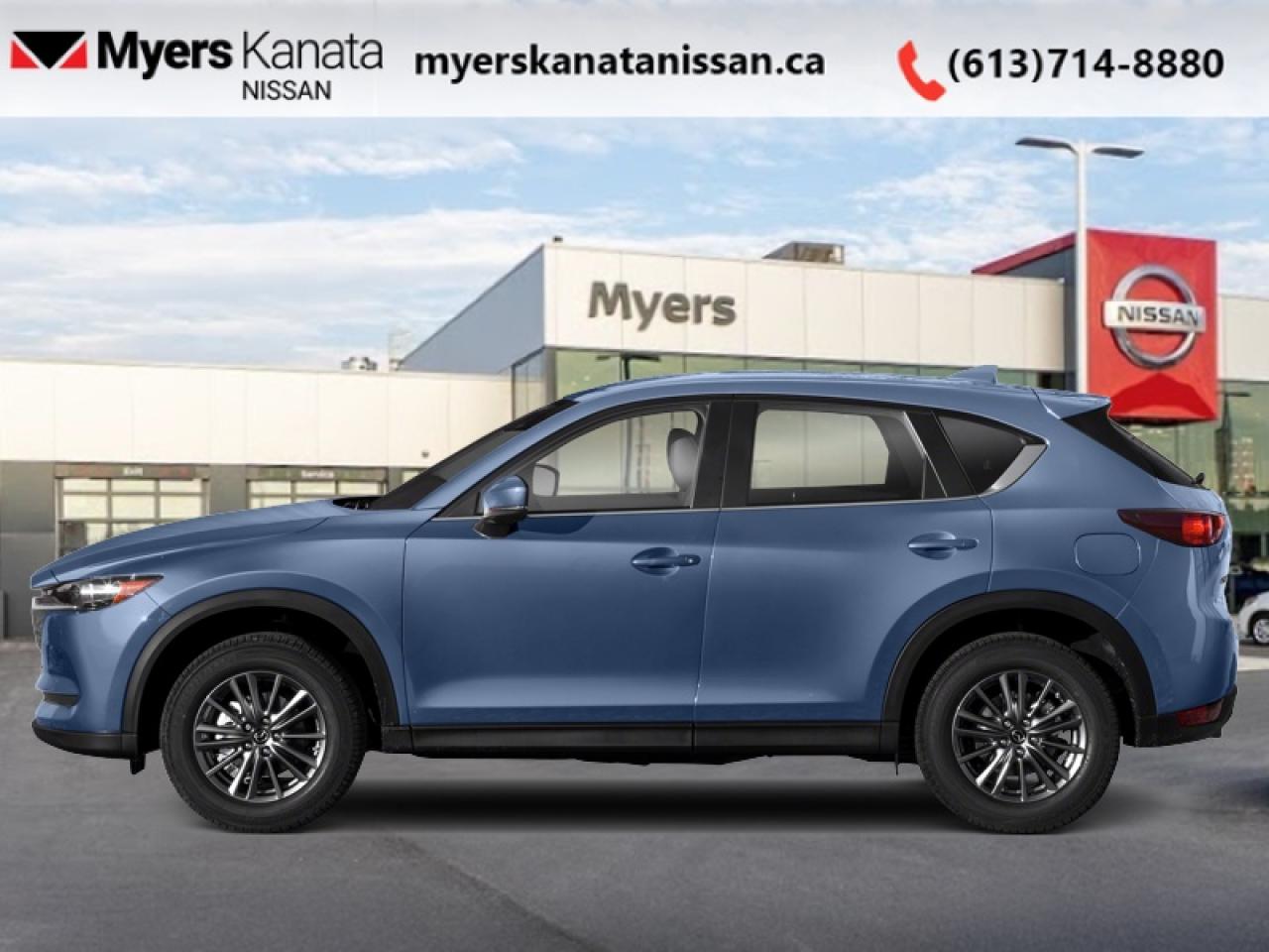 <b>Power Liftgate,  Heated Seats,  Heated Steering Wheel,  Apple CarPlay,  Android Auto!</b><br> <br>  Compare at $21195 - KANATA NISSAN PRICE is just $19995! <br> <br>The 2019 Mazda CX-5s athletic handling, precise steering, and upscale cabin are just some of the reasons why it ranks near the top of the compact SUV class. This 2019 Mazda CX-5 is fresh on our lot in Kanata. This SUV has 128,205 km. Its Eternal Blue Mi in colour. It has an Automatic transmission and is powered by a 187HP 2.5L 4 Cylinder Engine. <br> <br> Our CX-5s trim level is GS. Stepping up to this CX-5 GS is a great choice as you will get a power liftgate, heated steering wheels, stylish aluminum wheels, advanced blind spot monitoring, heated seats on synthetic leather upholstery and a large touch screen display with MAZDA CONNECT, Apple CarPlay and Android Auto. Additional luxurious features includes a LED lighting, a multifunction steering wheel with built in Mazda radar cruise control, lane departure warning and lane keep assist, automatic high beam assist, a wide angle rearview camera, rear collision warning and a proximity key for push button start. This vehicle has been upgraded with the following features: Power Liftgate, Heated Seats, Heated Steering Wheel, Apple CarPlay, Android Auto, Aluminum Wheels, Proximity Key.<br> <br/><br> Buy this vehicle now for the lowest bi-weekly payment of <b>$148.22</b> with $0 down for 84 months @ 8.99% APR O.A.C. ( Plus applicable taxes -  and licensing    ).  See dealer for details. <br> <br>*LIFETIME ENGINE TRANSMISSION WARRANTY NOT AVAILABLE ON VEHICLES WITH KMS EXCEEDING 140,000KM, VEHICLES 8 YEARS & OLDER, OR HIGHLINE BRAND VEHICLE(eg. BMW, INFINITI. CADILLAC, LEXUS...)<br> Come by and check out our fleet of 70+ used cars and trucks and 80+ new cars and trucks for sale in Kanata.  o~o
