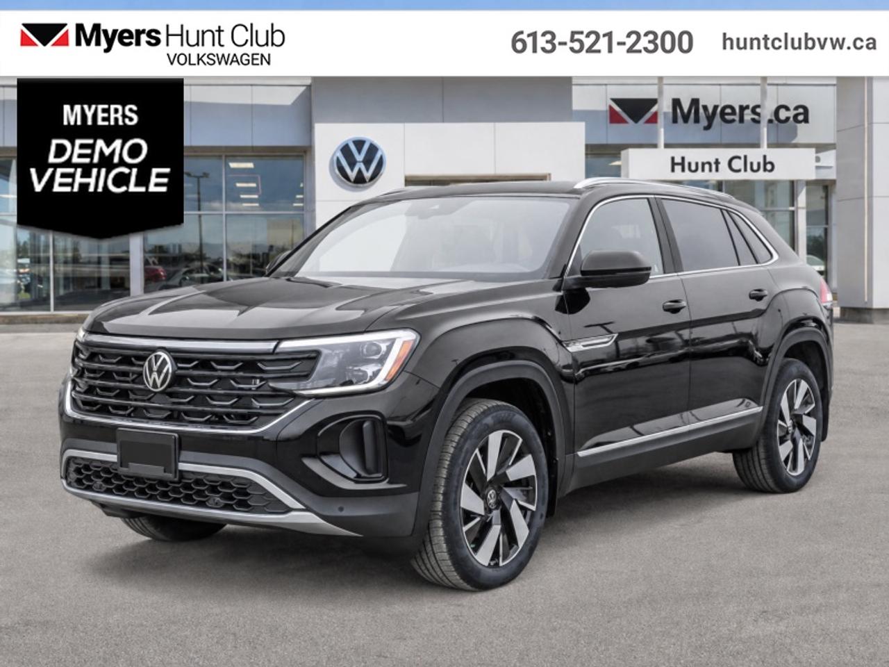 <b>Low Mileage, Leather Seats!</b><br> <br> The 2026 Volkswagen Atlas Cross Sport features advanced safety and driver-assist technologies engineered to enhance your journey with assurance.<br> <br>From the outside, the Atlas Cross Sport showcases a bold two-row SUV silhouette, sculpted lines and a commanding stance that merge style with presence. Inside, the cabin offers premium materials, intuitive connectivity and comfortable seating designed with both driver and passengers in mind. With its thoughtful design, smart features and Volkswagens dedication to quality, the Atlas Cross Sport presents itself as a versatile and well-rounded choice in the midsize SUV segment.<br> <br>This Deep Black Pearl SUV has an Automatic transmission and is powered by a 2.0L I4 16V GDI DOHC Turbo engine. Equipped with that strong motor it gets 12.0 L/100 km in the city and 9.2 L/100 km out on the highway according to Transport Canada. <br> <br> Our Atlas Cross Sports trim level is Highline. This trim rewards you with a panoramic sunroof, an aerial view camera system, and a 10-speaker harman/kardon audio system. Other standard features include ventilated and heated front seats, heated rear seats, leather upholstery, a heated steering wheel, adaptive cruise control, Car-Net 4G LTE, remote engine start, a power liftgate for rear cargo access, and a 12-inch infotainment screen with inbuilt navigation, Apple CarPlay and Android Auto. Safety features also include lane keep assist with lane departure warning, collision mitigation, blind spot alert, front and rear parking sensors, and forward collision mitigation. This vehicle has been upgraded with the following features: Leather Seats. This is a demonstrator vehicle driven by a member of our staff and has just 8000 km.<br><br> <br>To apply right now for financing use this link: <a href=https://www.huntclubvw.ca/financing-request/ target=_blank>https://www.huntclubvw.ca/financing-request/</a><br> <br/>Cash Purchase Incentive Incentives expire 2026-08-31. See dealer for details. <br><br>At Myers Hunt Club Volkswagen, our focus is customers like you. Our dedicated service, parts, and sales team are here to make your automotive experience a special one. We are very proud of our achievements and awards over the last 25 years and are committed to providing the same great service to our present and future customers. If youre looking for a vehicle, Myers Hunt Club Volkswagen is your destination for new, used, and certified pre-owned Volkswagen vehicles as well as other makes and models. Whatever your needs, we can help you here at Myers Hunt Club Volkswagen. </br><br> Come by and check out our fleet of 40+ used cars and trucks and 130+ new cars and trucks for sale in Gloucester.  o~o