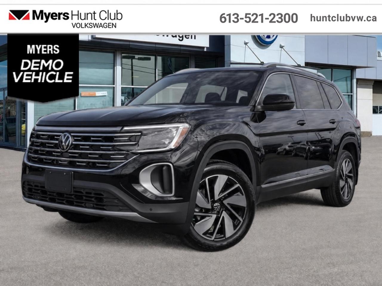 <b>Low Mileage, Sunroof,  Navigation,  360 Camera,  Leather Seats,  Premium Audio!</b><br> <br> The 2026 Volkswagen Atlas comes equipped with advanced safety and driver-assist features engineered to keep you secure and in control.<br> <br>From the outside, the Atlas features a rugged stance, refined bodywork and modern lighting that give it bold SUV appeal. Inside, the cabin offers generous space across all three rows, intuitive connectivity and seating designed for both passengers and cargo. With its spacious utility, smart features and Volkswagens commitment to quality, the Atlas delivers a well-rounded choice for drivers seeking practicality without compromise.<br> <br>This Deep Black Pearl SUV has an Automatic transmission and is powered by a 2.0L I4 16V GDI DOHC Turbo engine. Motivated by that muscular motor it gets 12.4 L/100 km in the city and 9.4 L/100 km out on the highway according to Transport Canada. <br> <br> Our Atlass trim level is Highline. This trim rewards you with a panoramic sunroof, an aerial view camera system, and a 10-speaker harman/kardon audio system. Other standard features include ventilated and heated front seats, heated rear seats, leather upholstery, a heated steering wheel, adaptive cruise control, Car-Net 4G LTE, remote engine start, a power liftgate for rear cargo access, and a 12-inch infotainment screen with inbuilt navigation, Apple CarPlay and Android Auto. Safety features also include lane keep assist with lane departure warning, collision mitigation, blind spot alert, front and rear parking sensors, and forward collision mitigation. This vehicle has been upgraded with the following features: Sunroof, Navigation, 360 Camera, Leather Seats, Premium Audio, Cooled Seats, Heated Steering Wheel. This is a demonstrator vehicle driven by a member of our staff, so we can offer a great deal on it.<br><br> <br>To apply right now for financing use this link: <a href=https://www.huntclubvw.ca/financing-request/ target=_blank>https://www.huntclubvw.ca/financing-request/</a><br> <br/>Cash Purchase Incentive Incentives expire 2026-08-31. See dealer for details. <br><br>At Myers Hunt Club Volkswagen, our focus is customers like you. Our dedicated service, parts, and sales team are here to make your automotive experience a special one. We are very proud of our achievements and awards over the last 25 years and are committed to providing the same great service to our present and future customers. If youre looking for a vehicle, Myers Hunt Club Volkswagen is your destination for new, used, and certified pre-owned Volkswagen vehicles as well as other makes and models. Whatever your needs, we can help you here at Myers Hunt Club Volkswagen. </br><br> Come by and check out our fleet of 40+ used cars and trucks and 120+ new cars and trucks for sale in Gloucester.  o~o